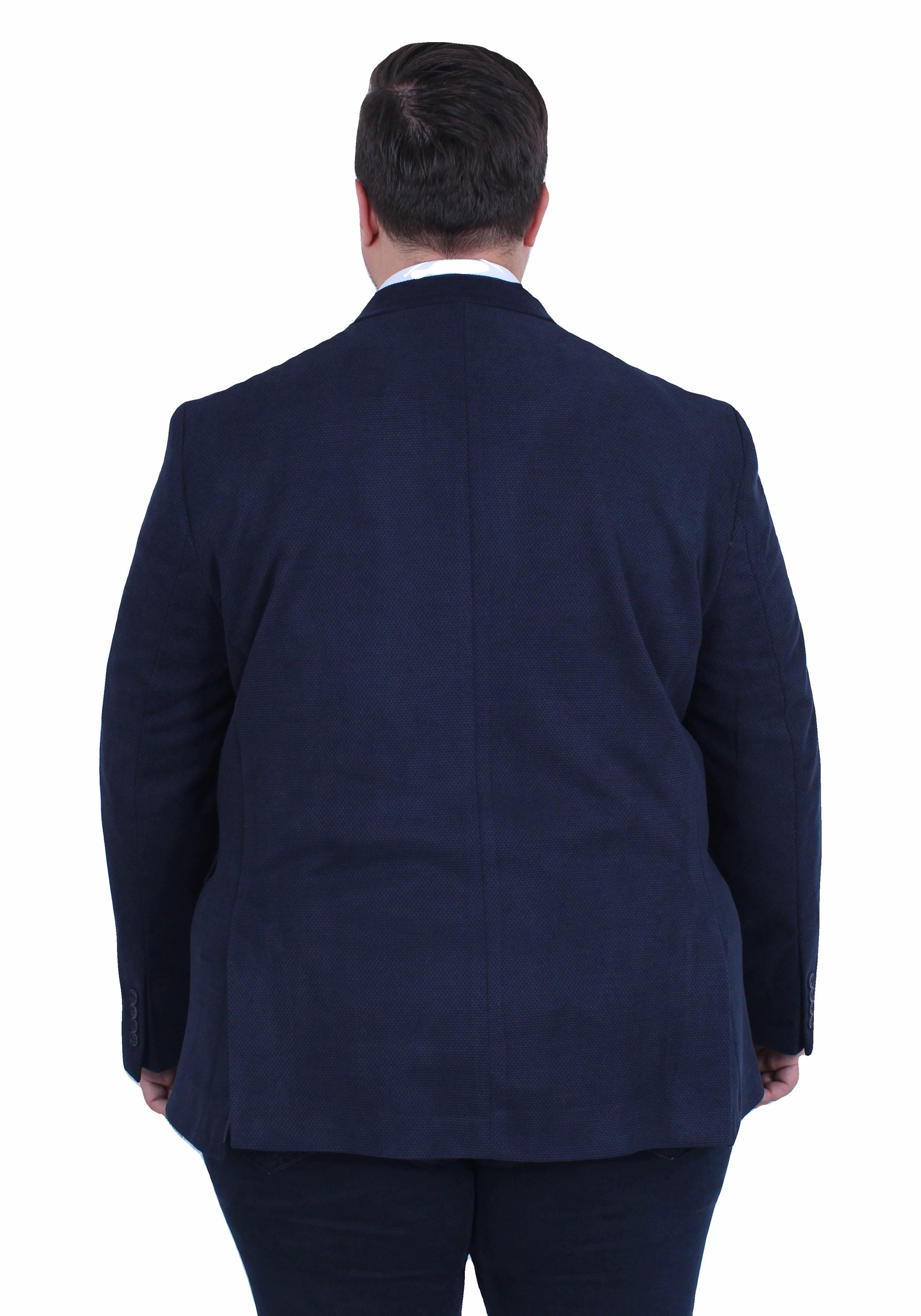 Mocgrande Erkek Büyük Beden 4 Drop Blazer Şönili Ceket 500602 LACIVERT