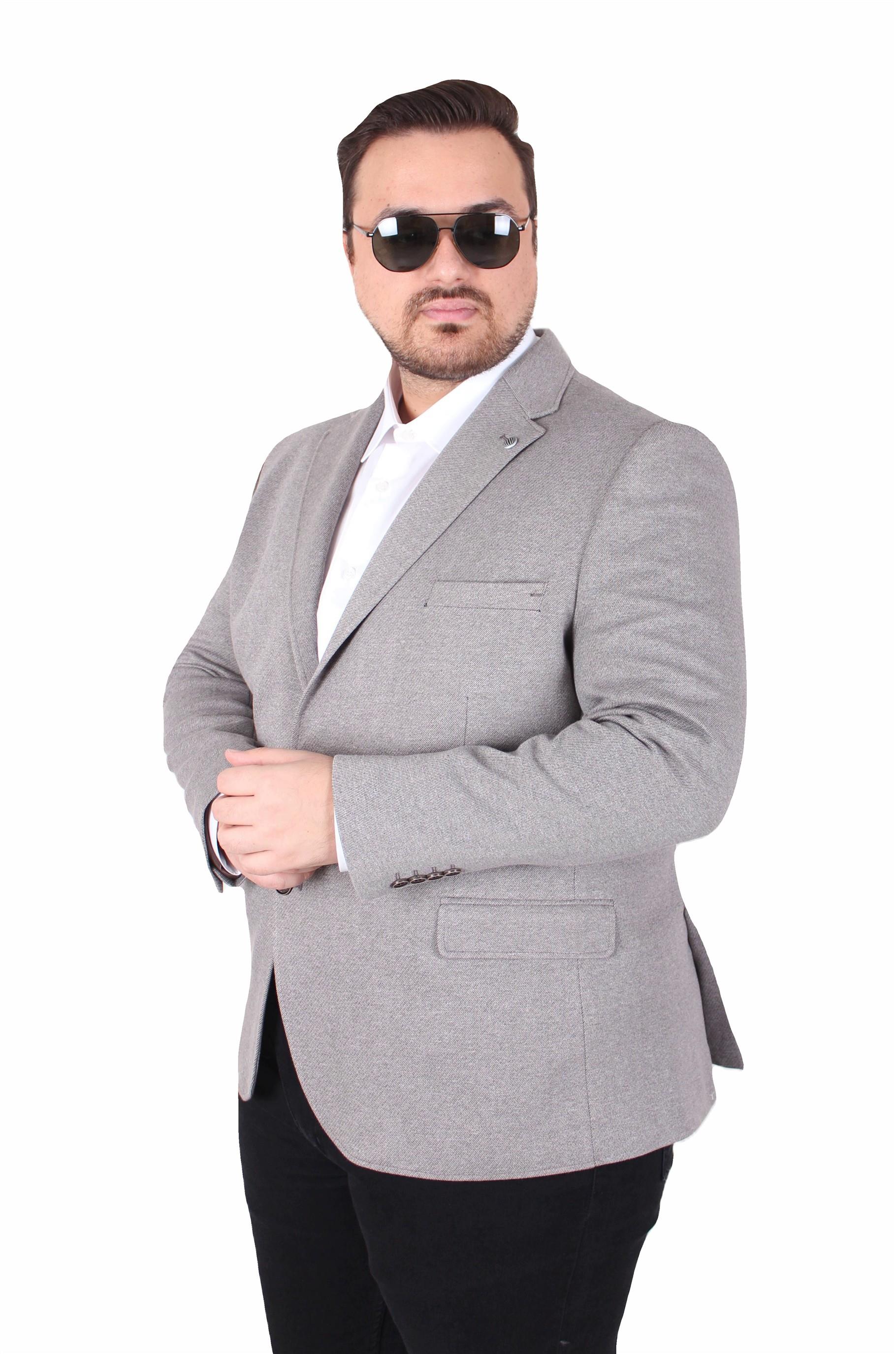 Mocgrande Erkek Büyük Beden 4 Drop Blazer Sedef Ceket 500606 TOPRAK