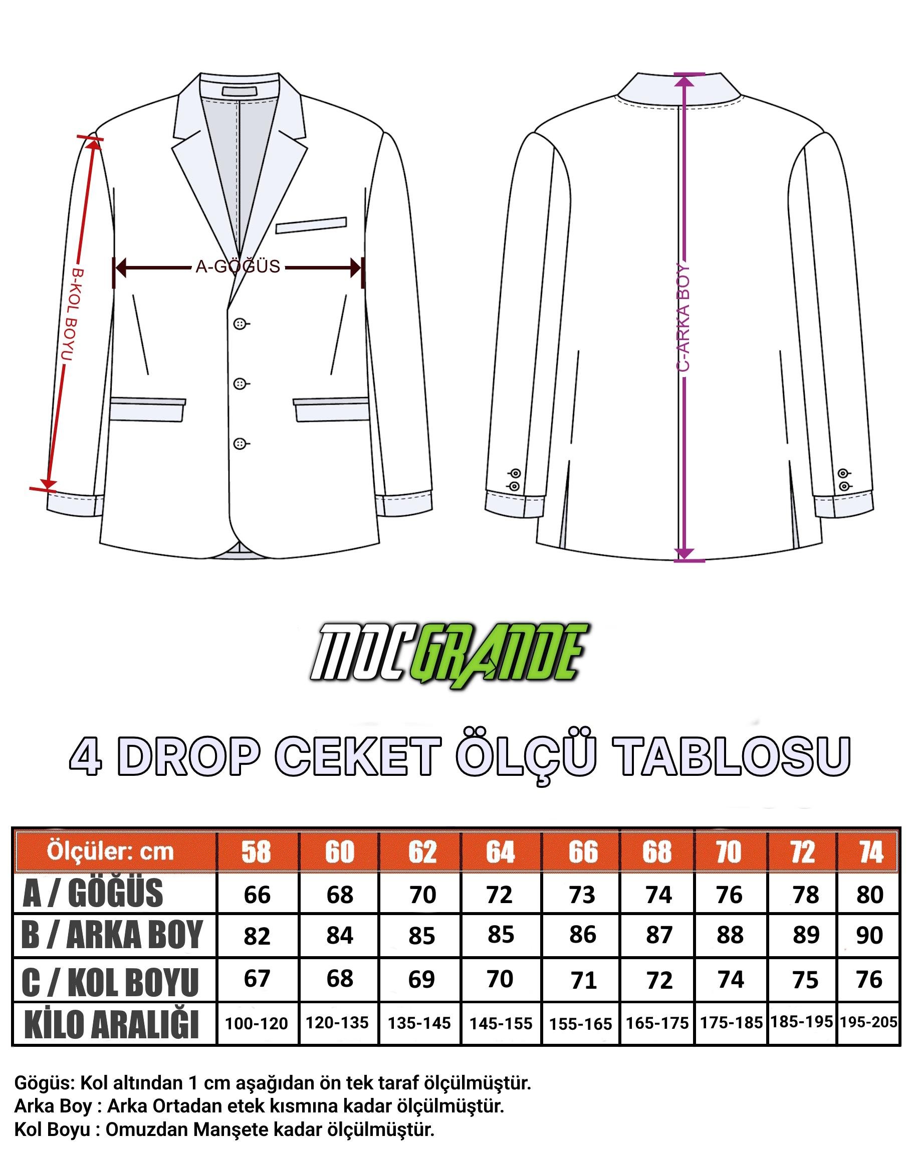 Mocgrande Erkek Büyük Beden 4 Drop Blazer Oskar Ceket 500607 FUME