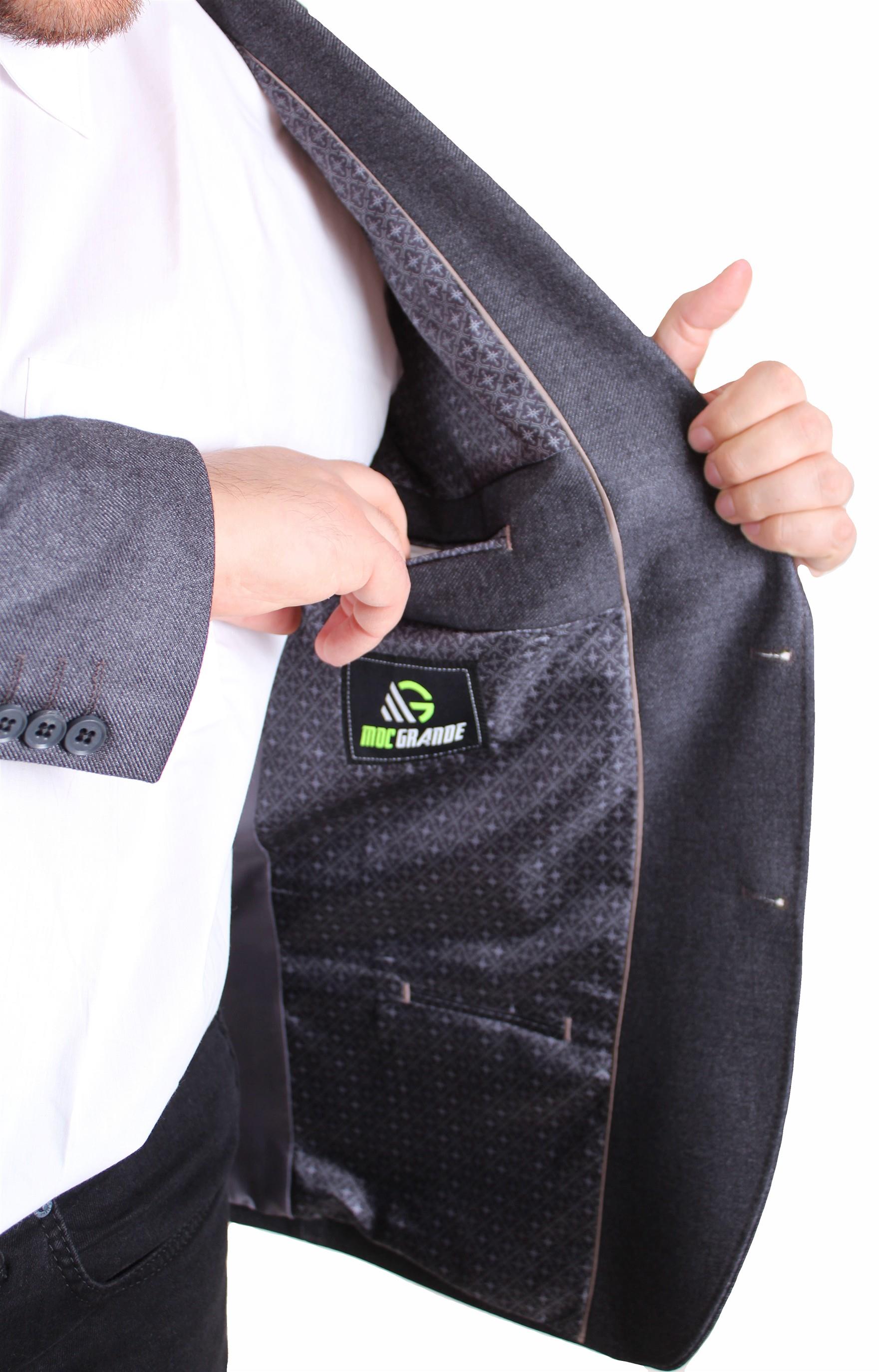 Mocgrande Erkek Büyük Beden 4 Drop Blazer Oskar Ceket 500607 FUME