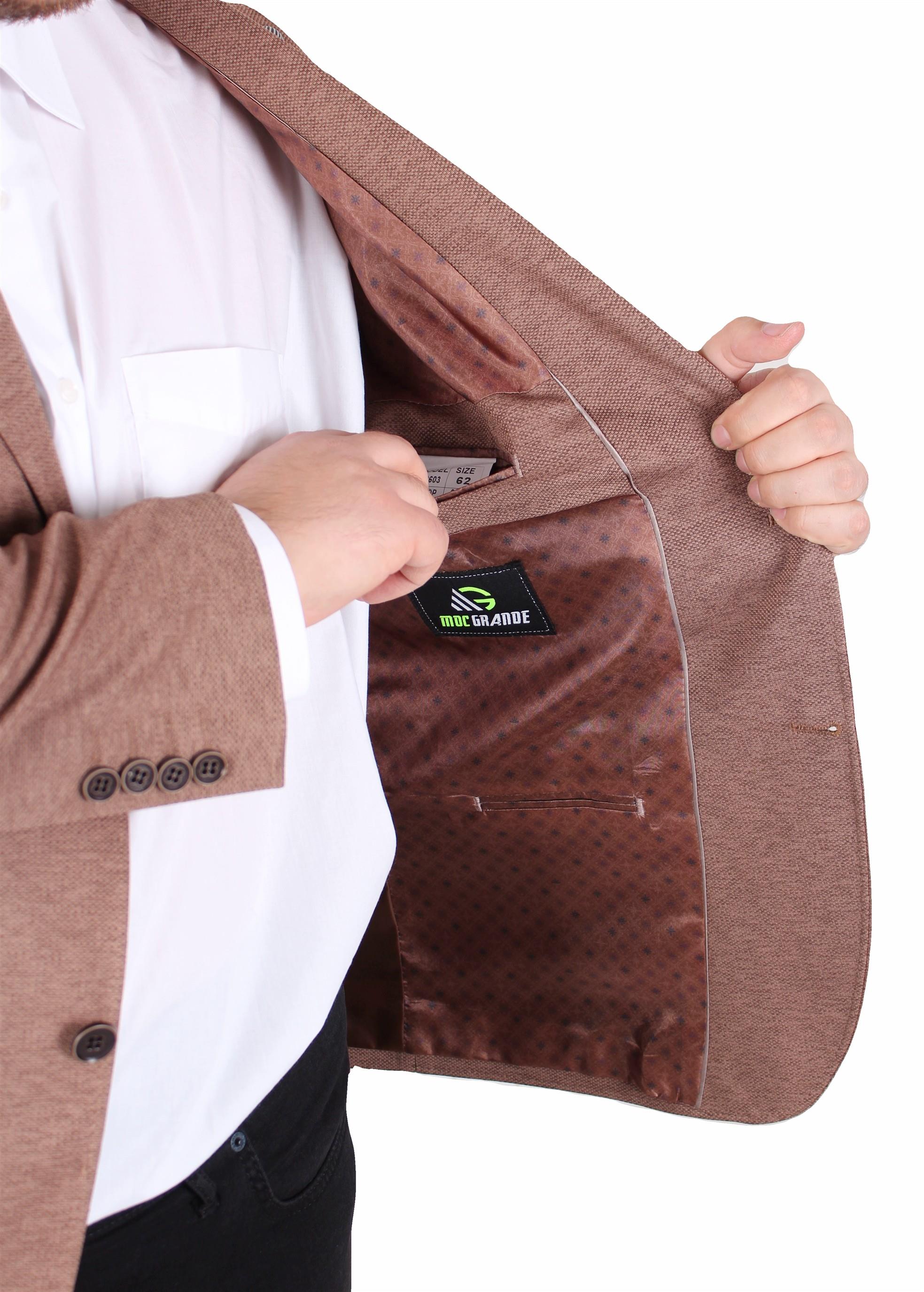 Mocgrande Erkek Büyük Beden 4 Drop Blazer Zaha Ceket 500603 Vizon