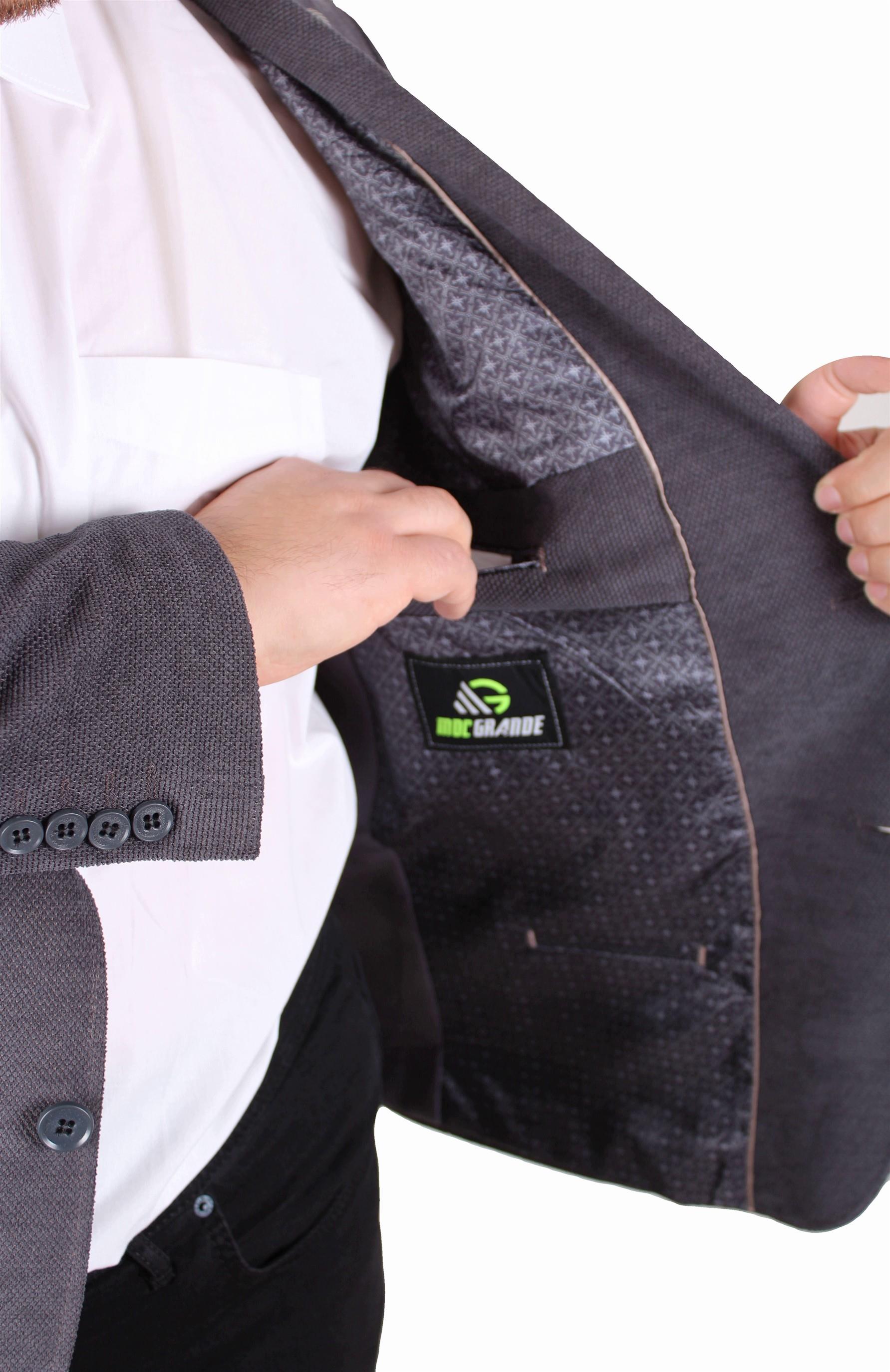 Mocgrande Erkek Büyük Beden 4 Drop Blazer Şönili Ceket 500602 ANTRASIT