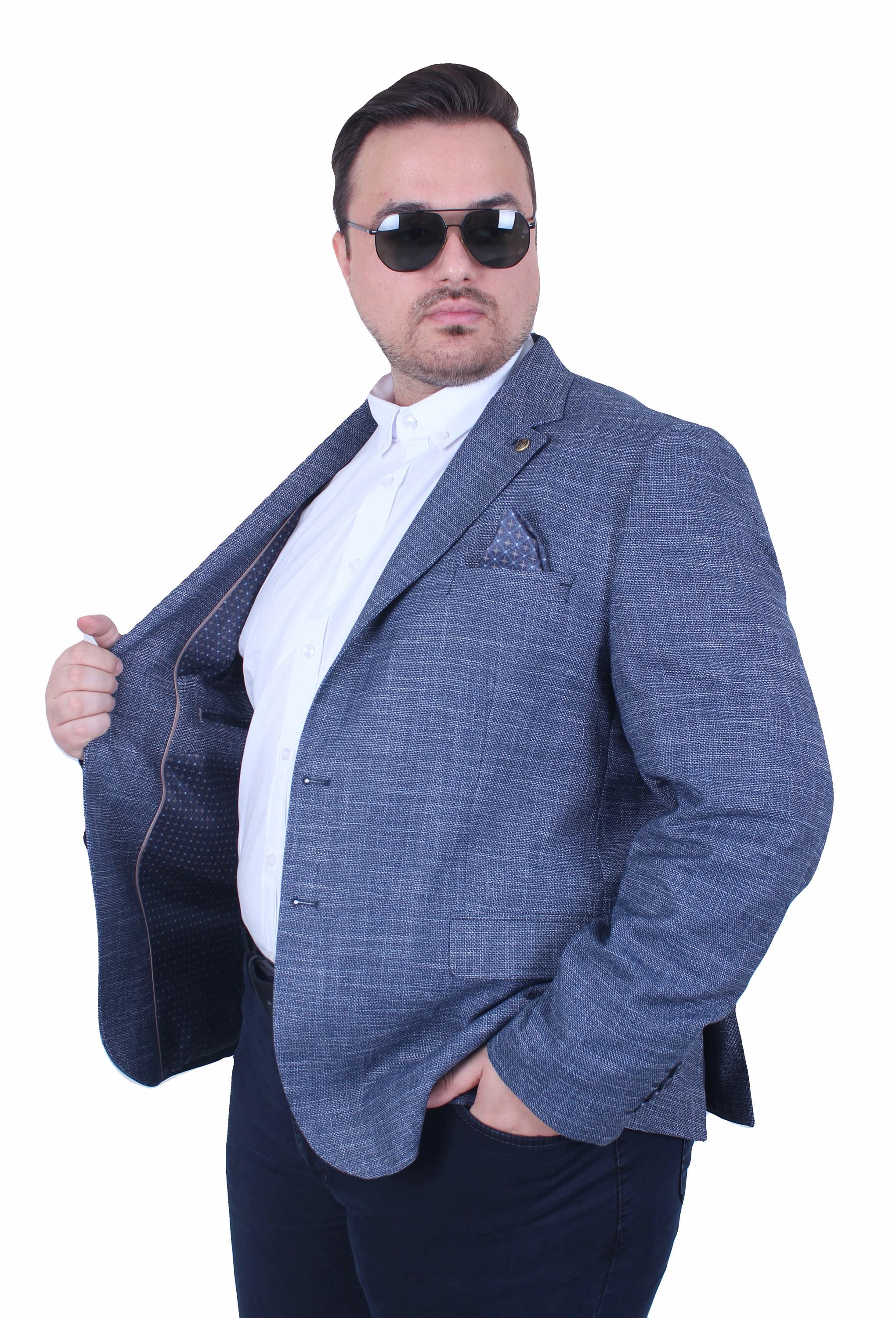 Mocgrande Erkek Büyük Beden 6 Drop Blazer Tuna Ceket 500601 LACIVERT