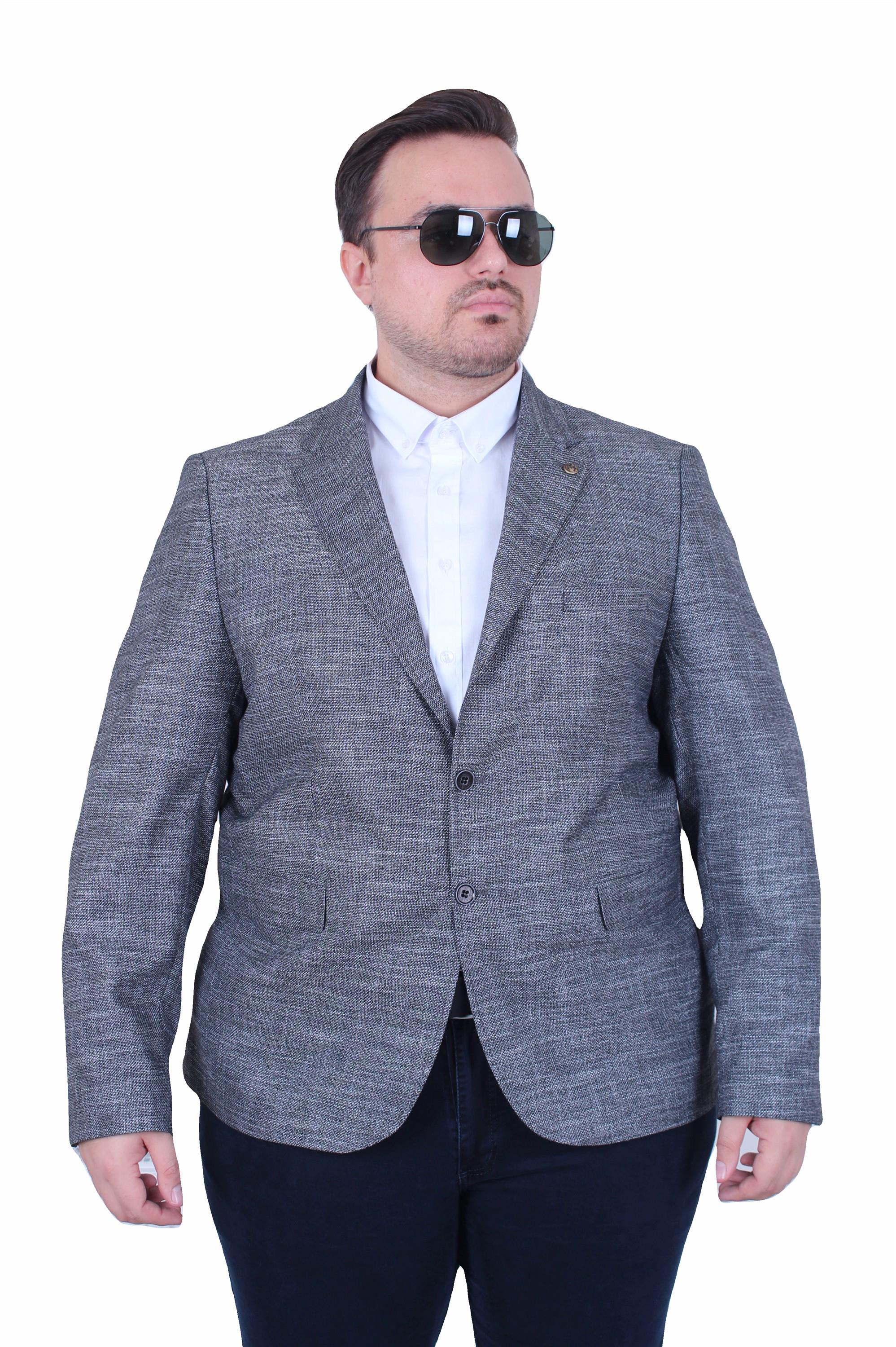 Mocgrande Erkek Büyük Beden 6 Drop Blazer Tuna Ceket 500601 SIYAH