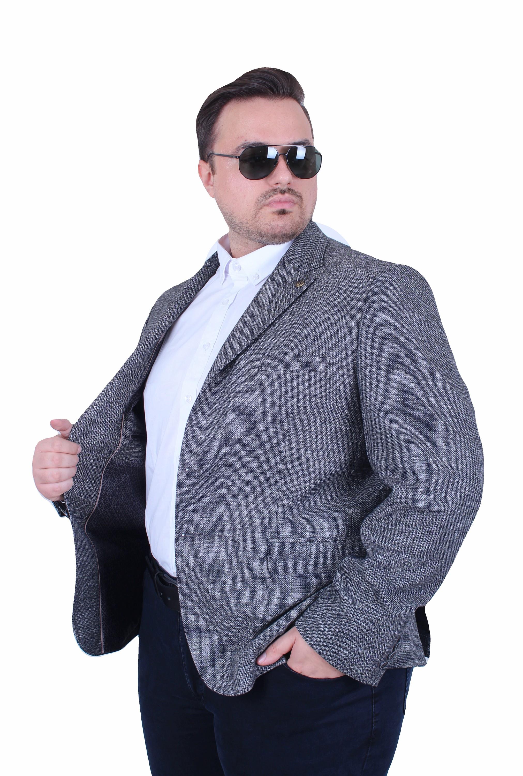 Mocgrande Erkek Büyük Beden 6 Drop Blazer Tuna Ceket 500601 SIYAH