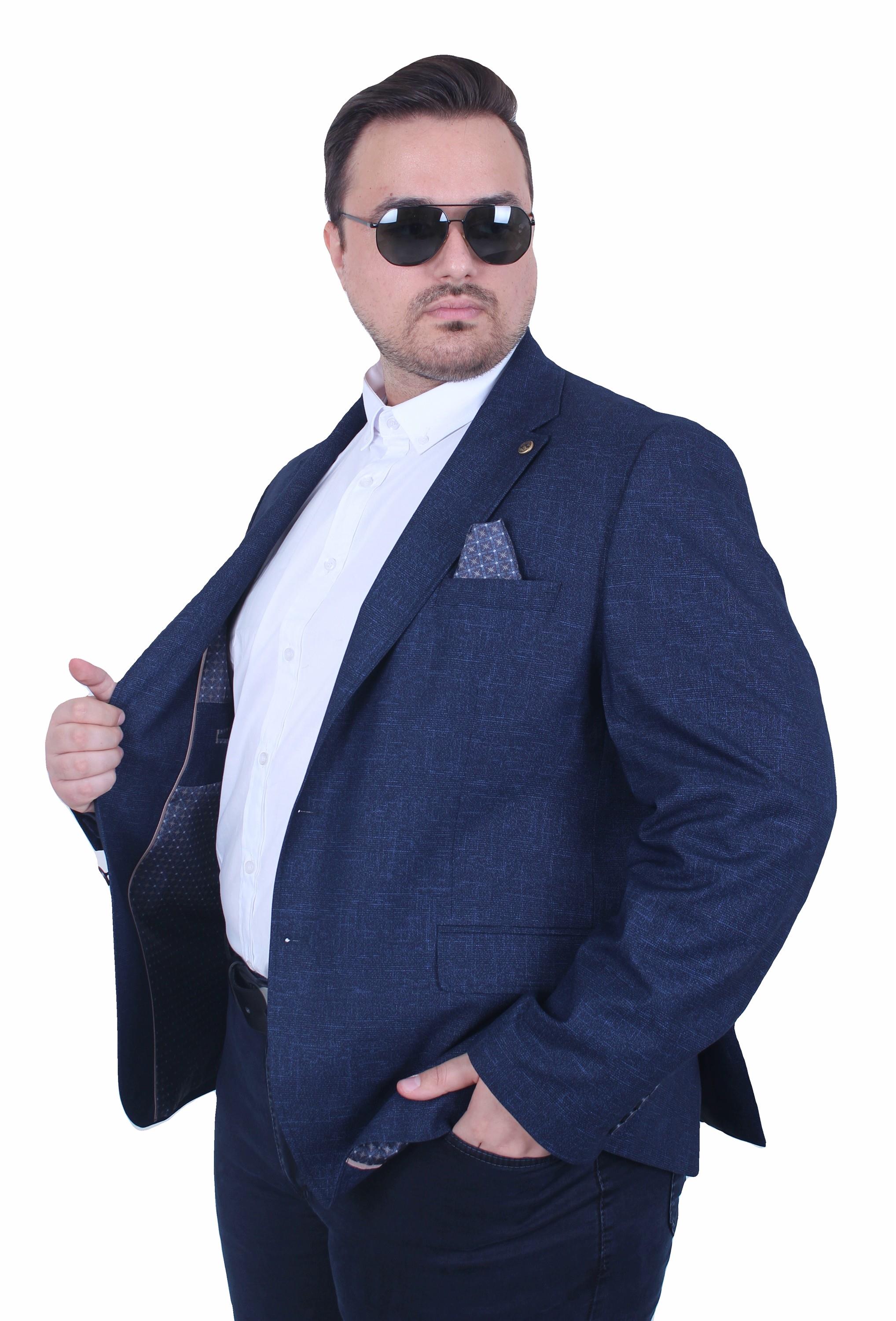 Mocgrande Erkek Büyük Beden 6 Drop Blazer Gio Ceket 500604 LACIVERT