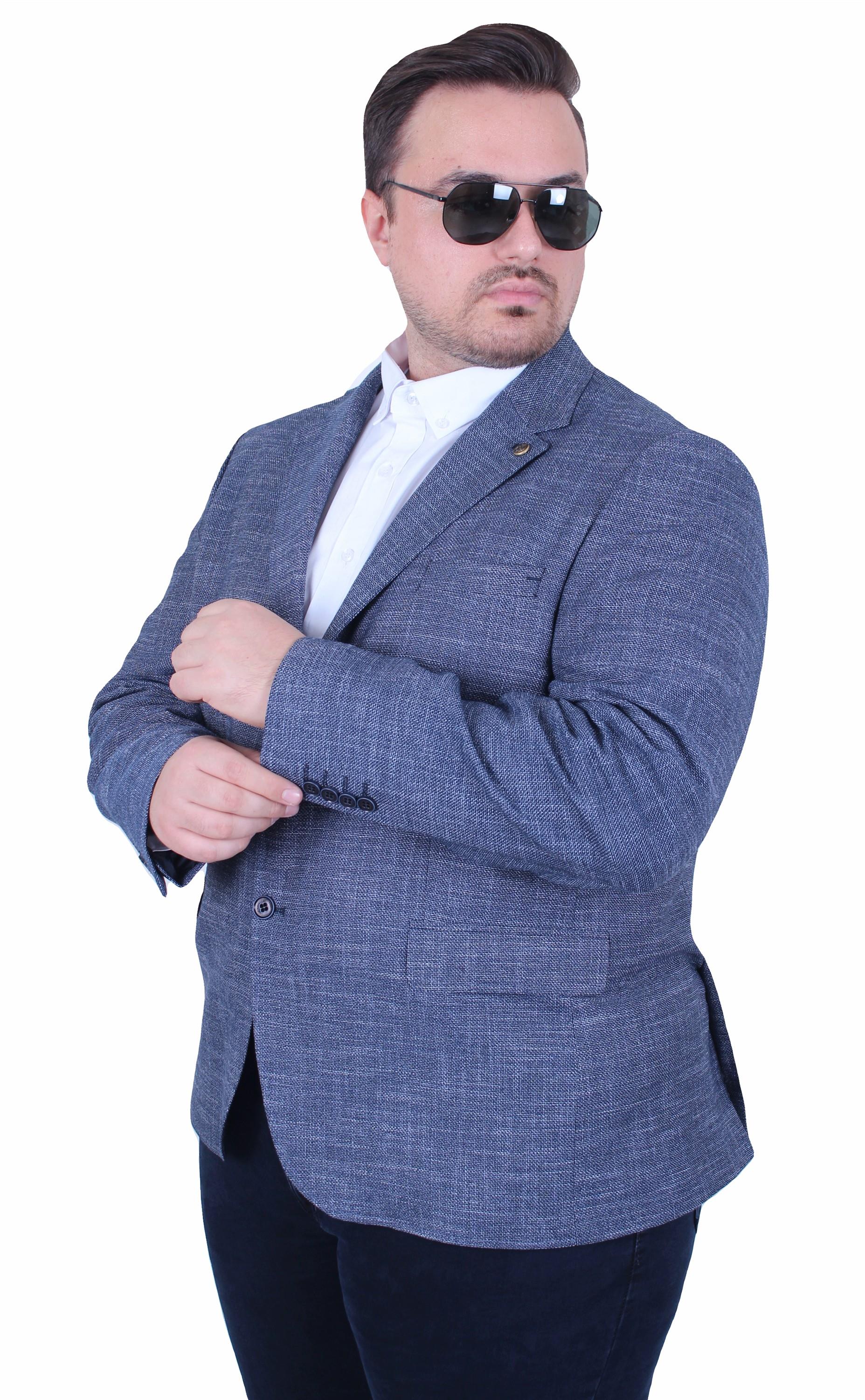Mocgrande Erkek Büyük Beden 6 Drop Blazer Tuna Ceket 500601 LACIVERT