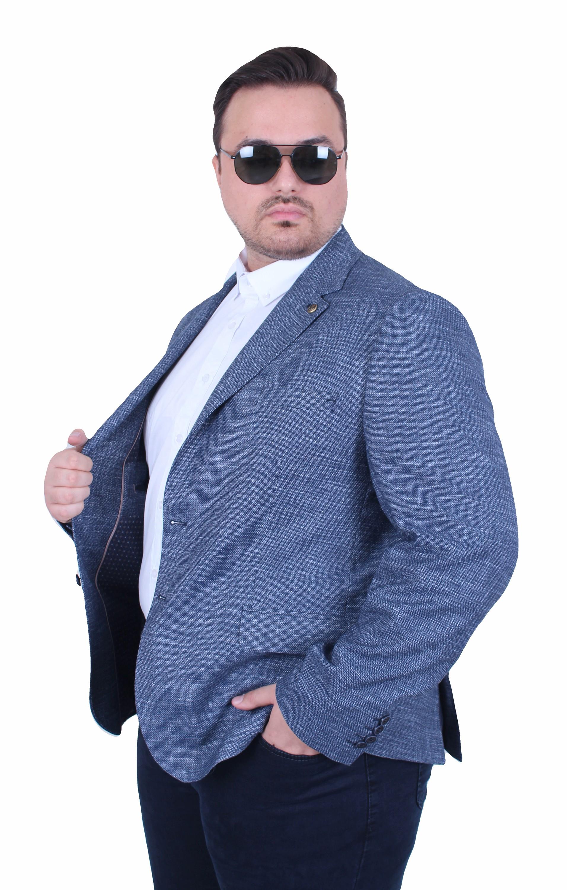 Mocgrande Erkek Büyük Beden 6 Drop Blazer Tuna Ceket 500601 LACIVERT