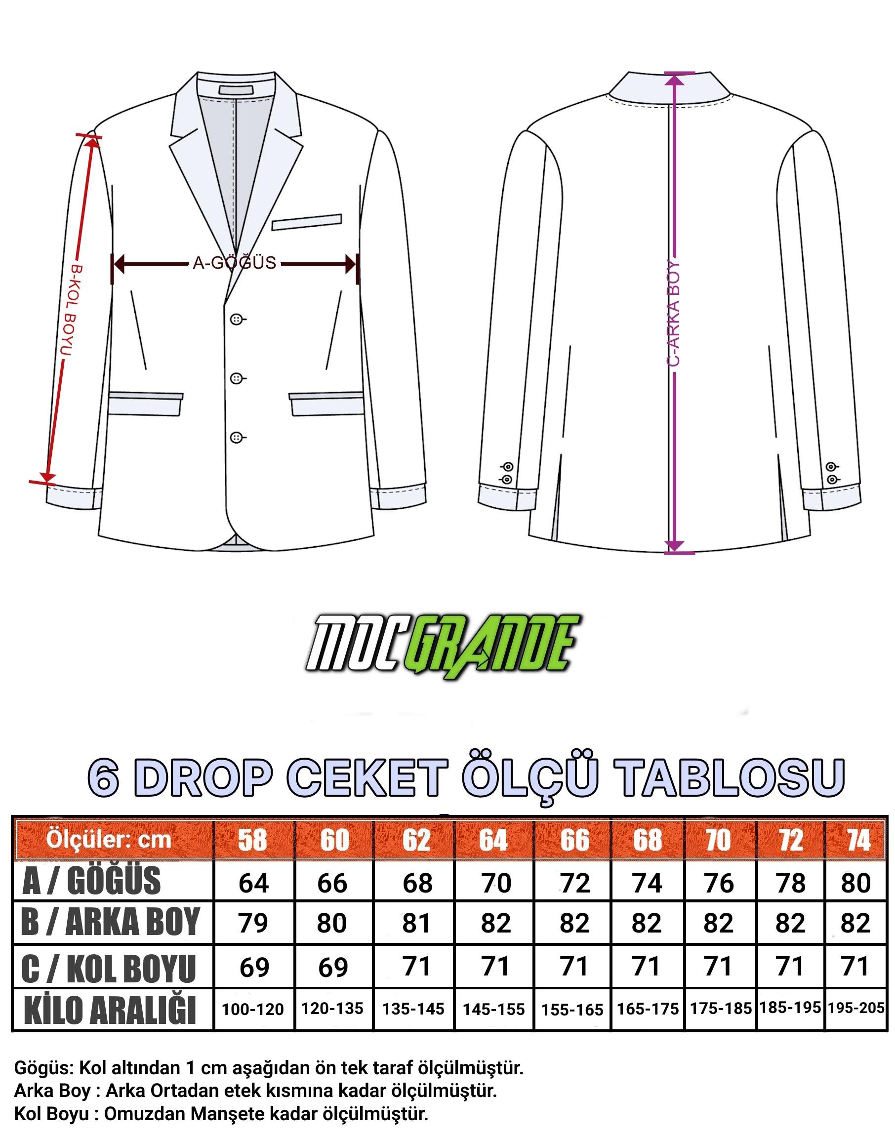 Mocgrande Erkek Büyük Beden 6 Drop Blazer Gio Ceket 500604 LACIVERT