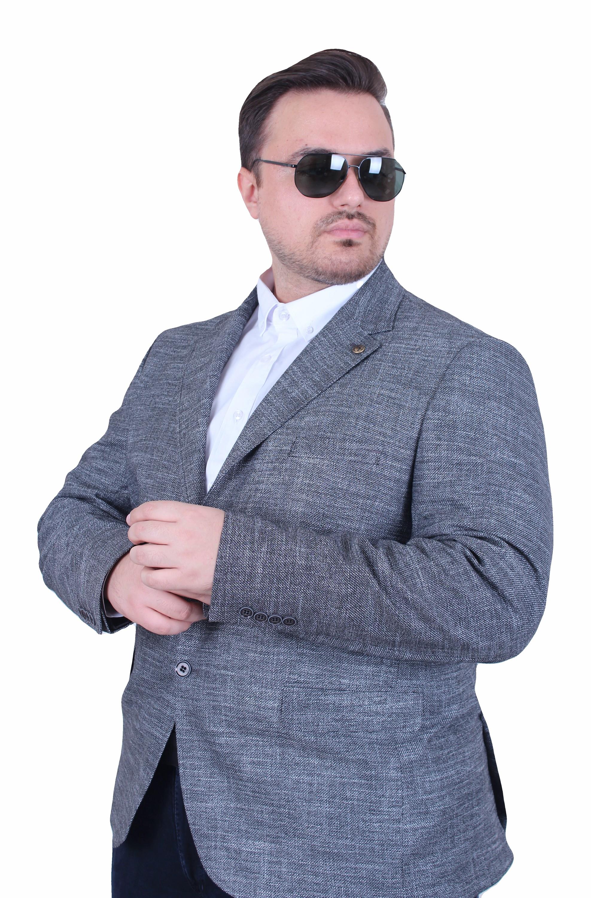 Mocgrande Erkek Büyük Beden 6 Drop Blazer Tuna Ceket 500601 SIYAH
