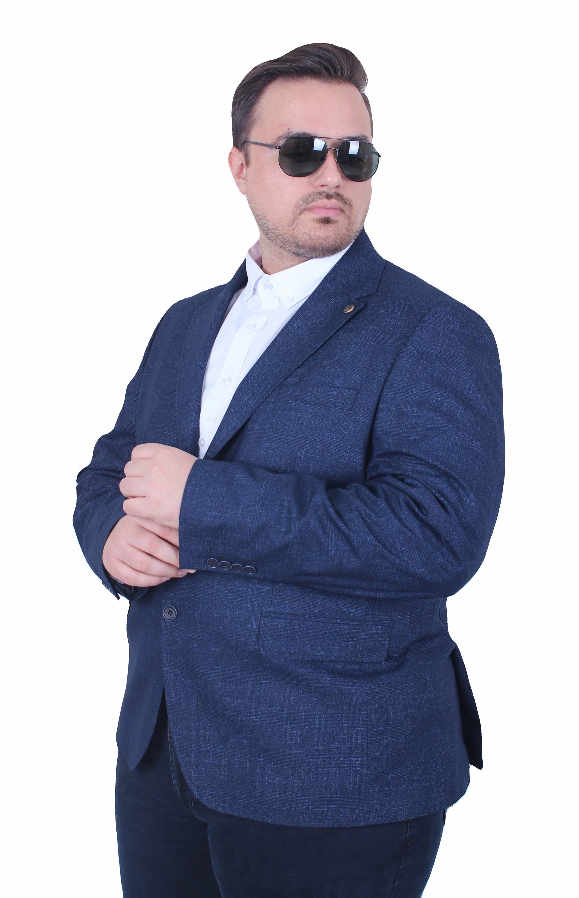 Mocgrande Erkek Büyük Beden 6 Drop Blazer Gio Ceket 500604 LACIVERT