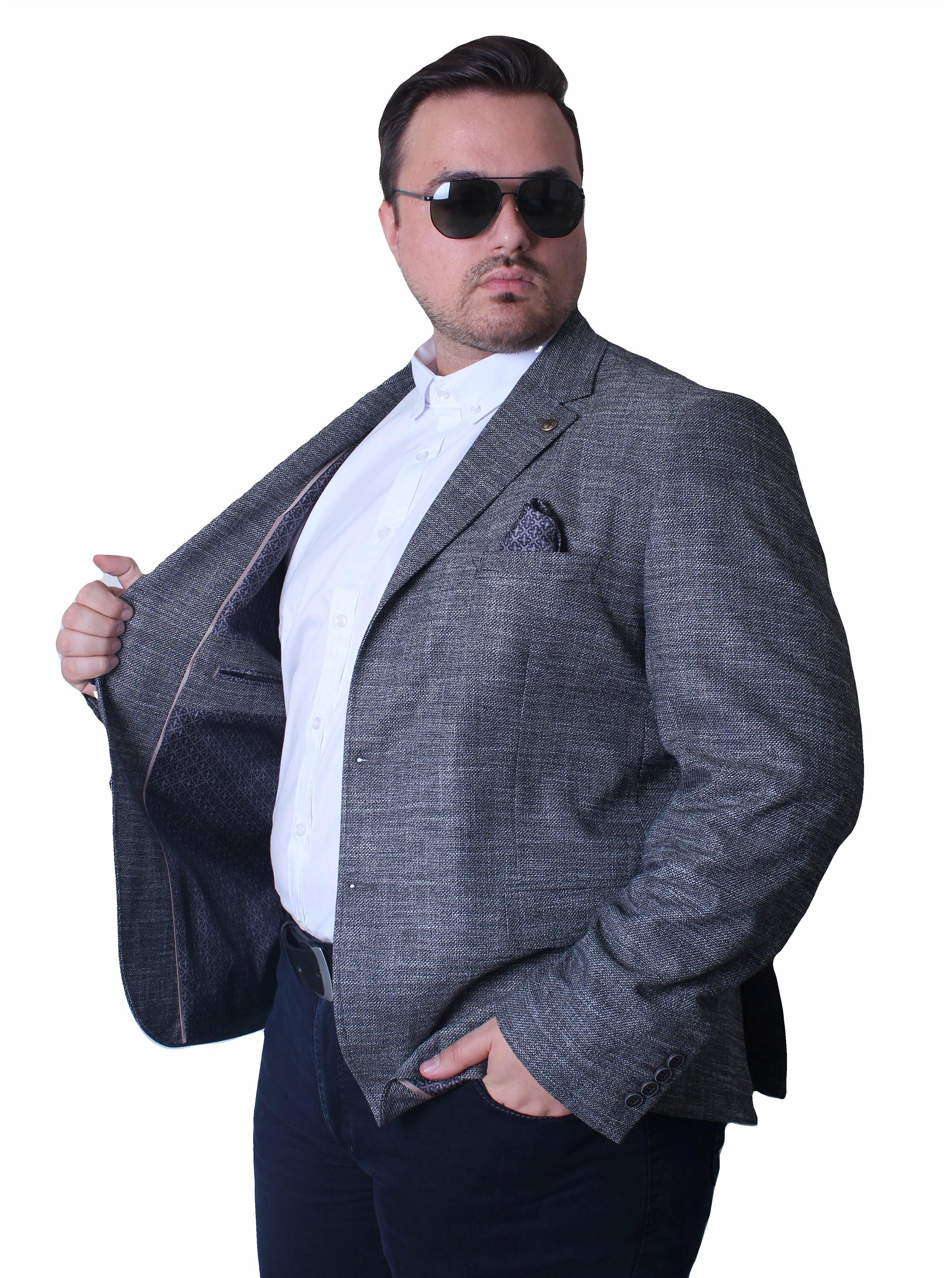 Mocgrande Erkek Büyük Beden 6 Drop Blazer Tuna Ceket 500601 SIYAH