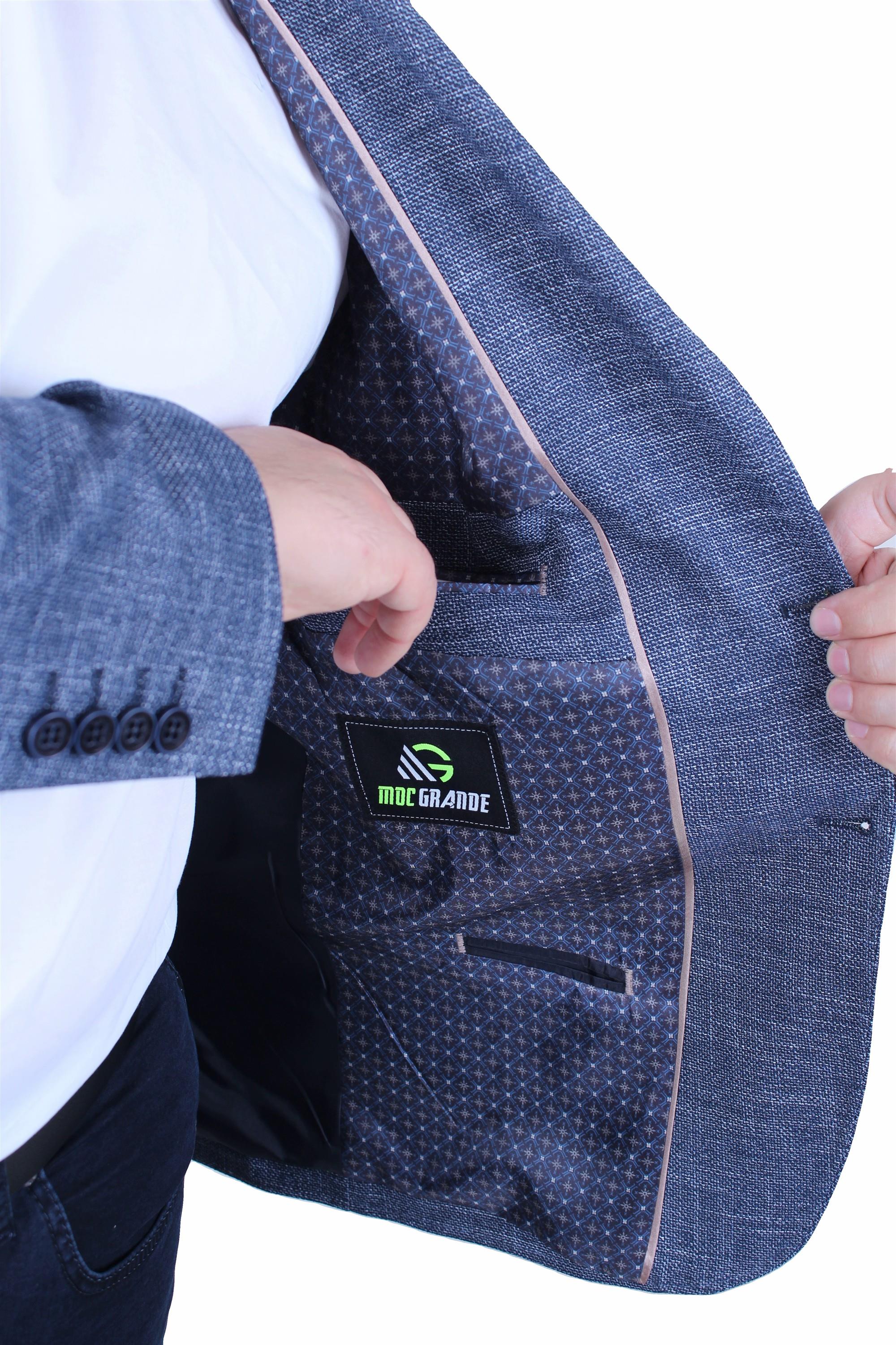 Mocgrande Erkek Büyük Beden 6 Drop Blazer Tuna Ceket 500601 LACIVERT