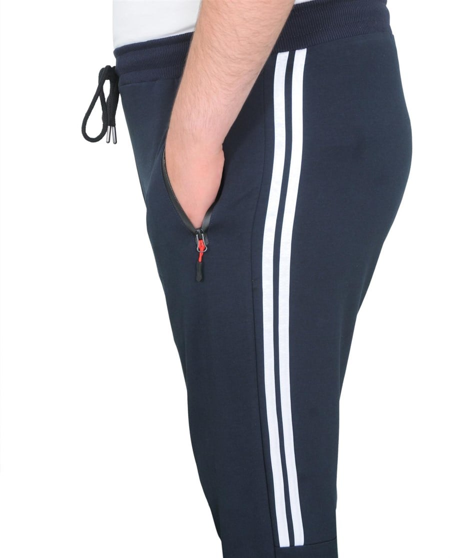 MocGrande Erkek Büyük Beden Dar Paça Eşofman Altı Striped 22501