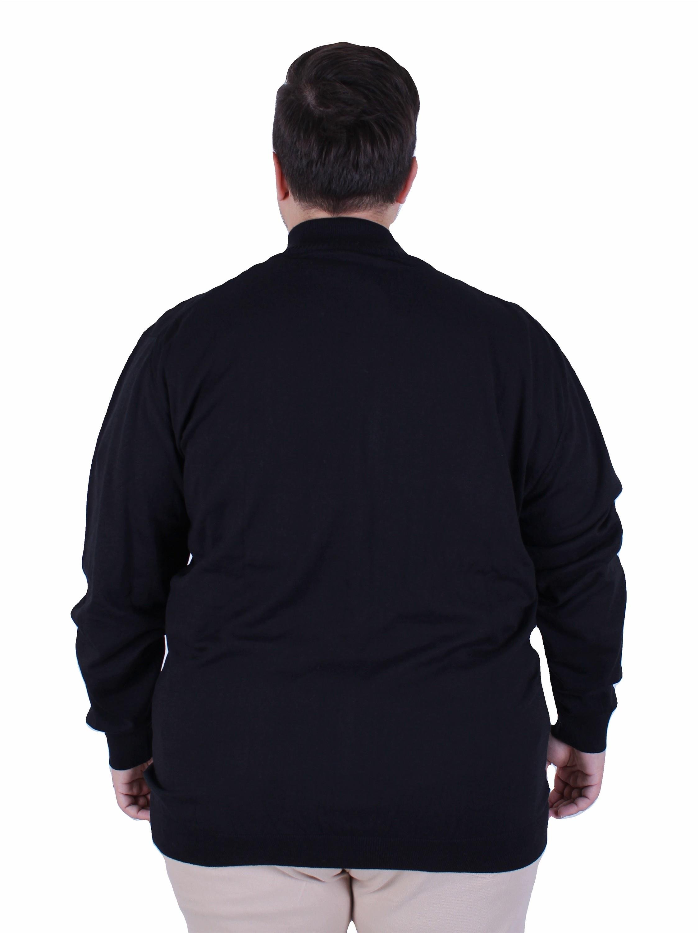 Mocgrande Erkek Büyük Beden Fermuarlı Hırka 23754 SIYAH