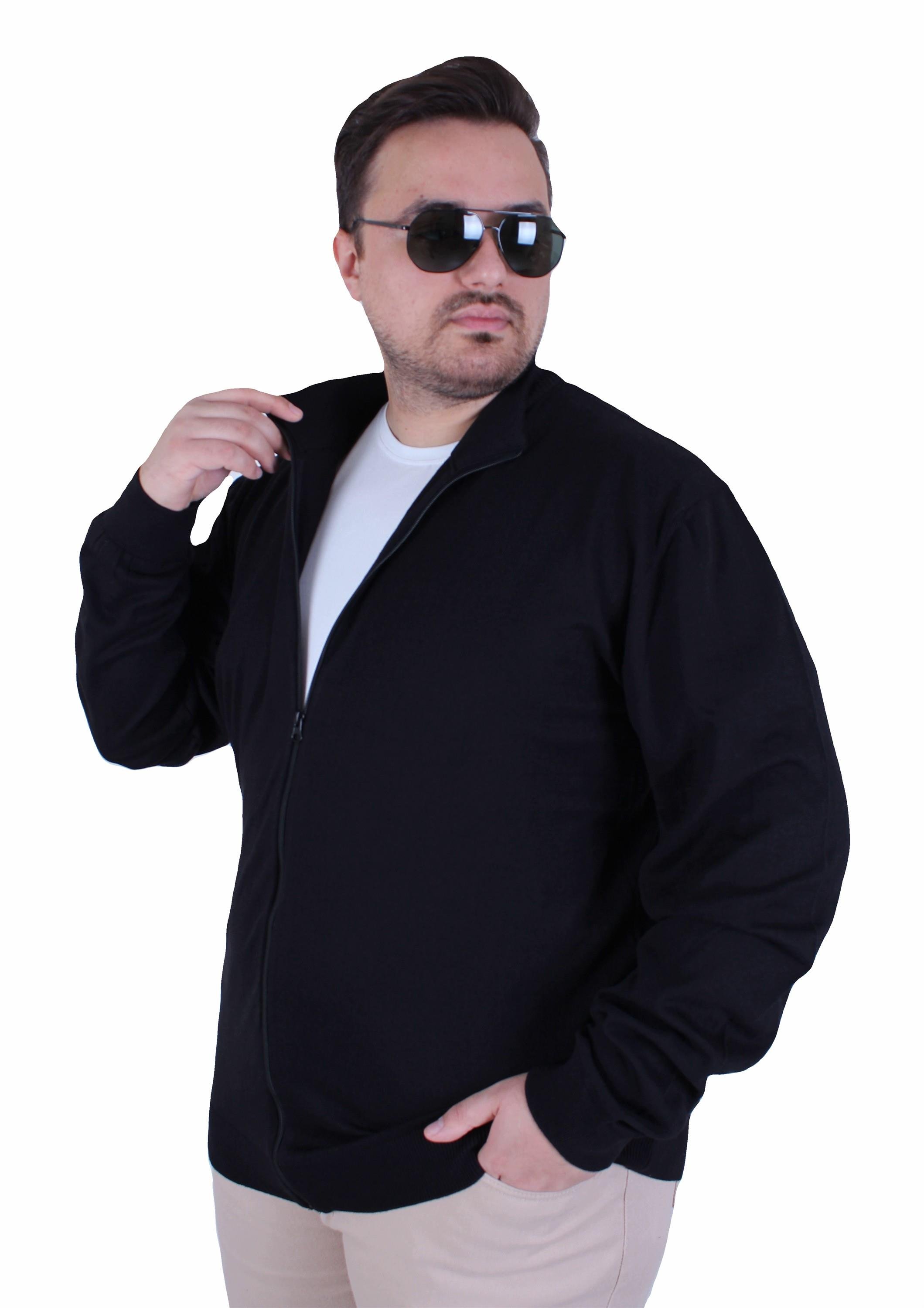 Mocgrande Erkek Büyük Beden Fermuarlı Hırka 23754 SIYAH