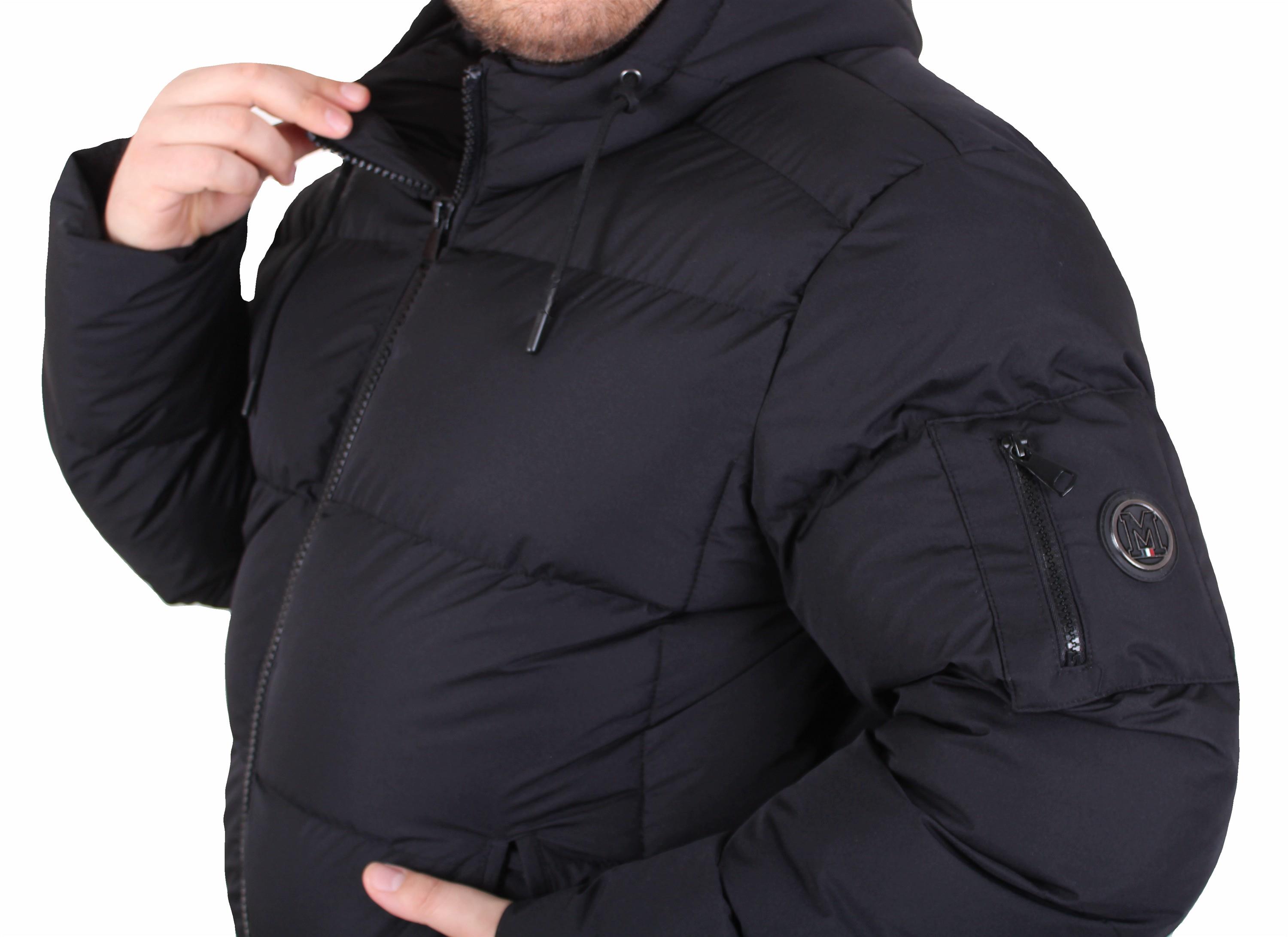 Mocgrande Erkek Büyük Beden Kapüşonlu Mont Lusso 2505 SIYAH