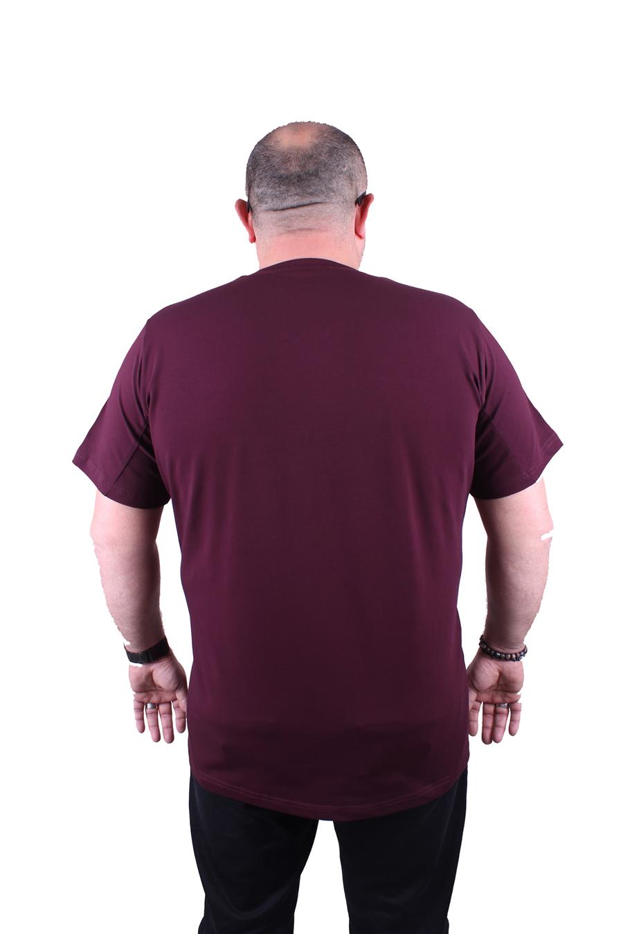 Mocgrande Erkek Büyük Beden Likralı Basic V Yaka Tişört 11170 MURDUM