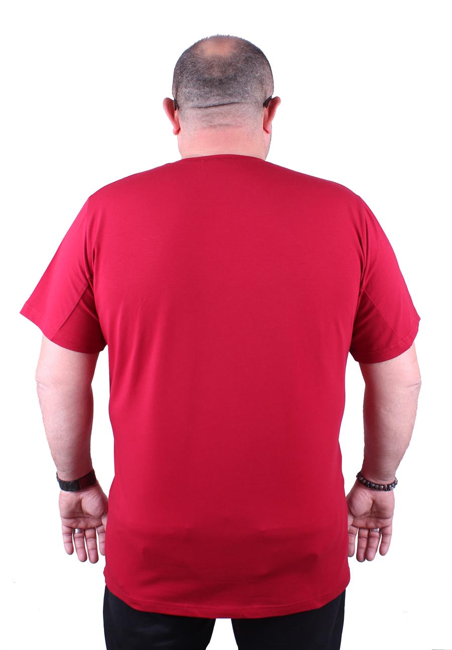 Mocgrande Erkek Büyük Beden Likralı Basic V Yaka Tişört 11170 BORDO