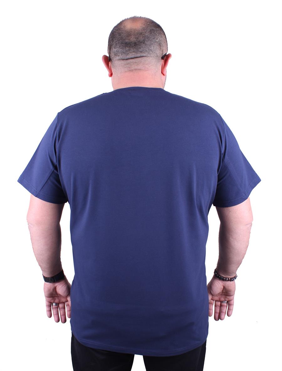 Mocgrande Erkek Büyük Beden Likralı Basic V Yaka Tişört 11170 Marin