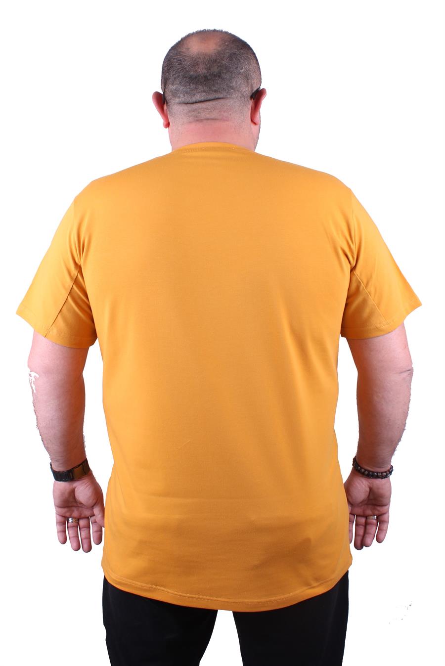 Mocgrande Erkek Büyük Beden Likralı Basic V Yaka Tişört 11170 HARDAL