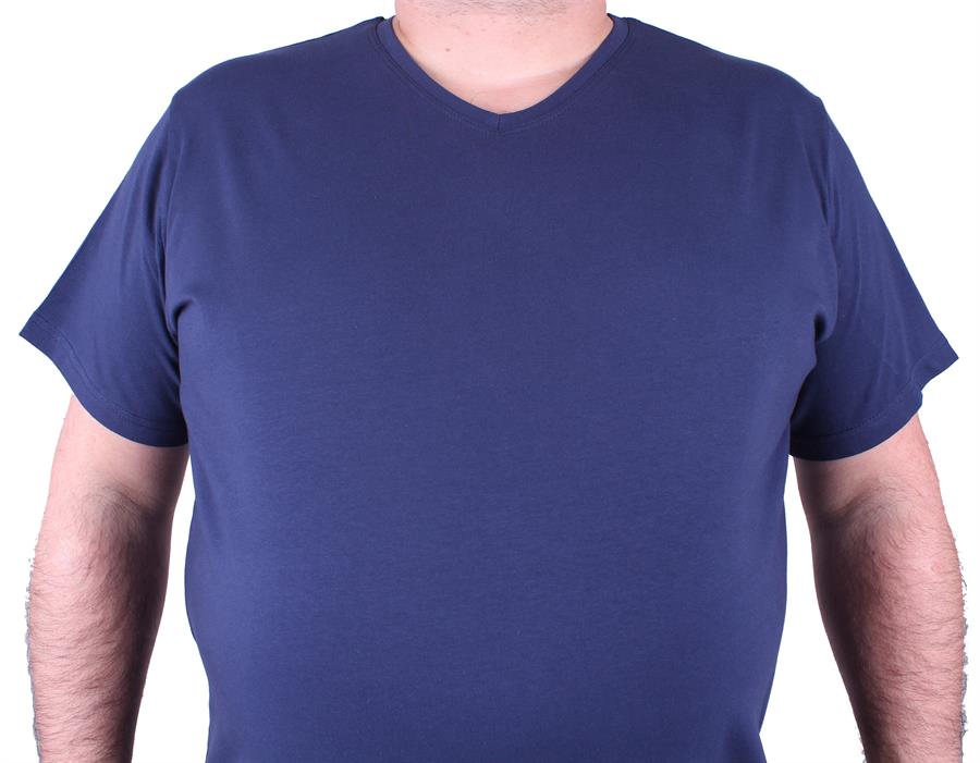 Mocgrande Erkek Büyük Beden Likralı Basic V Yaka Tişört 11170 Marin