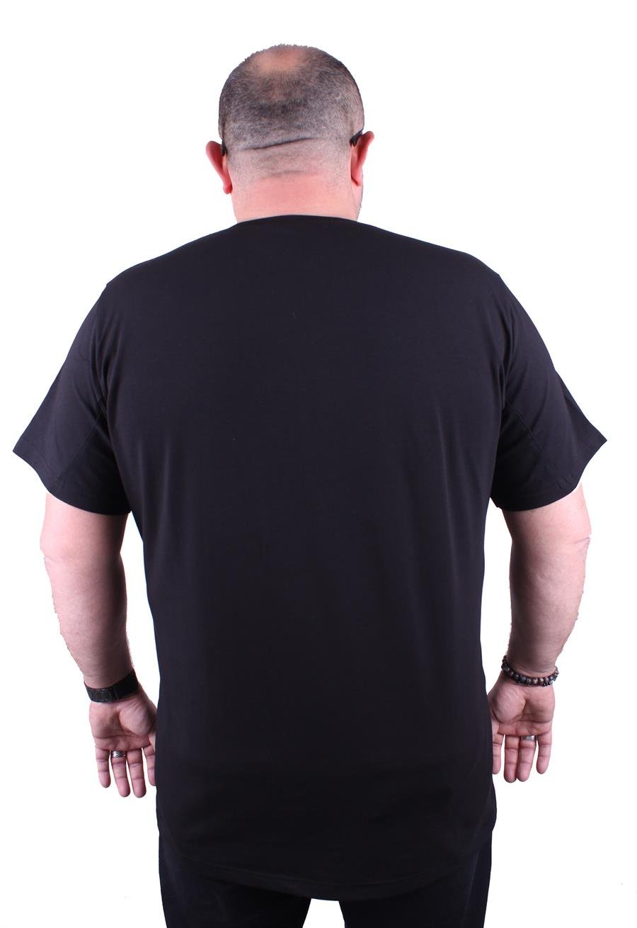 Mocgrande Erkek Büyük Beden Likralı Basic V Yaka Tişört 11170 SIYAH