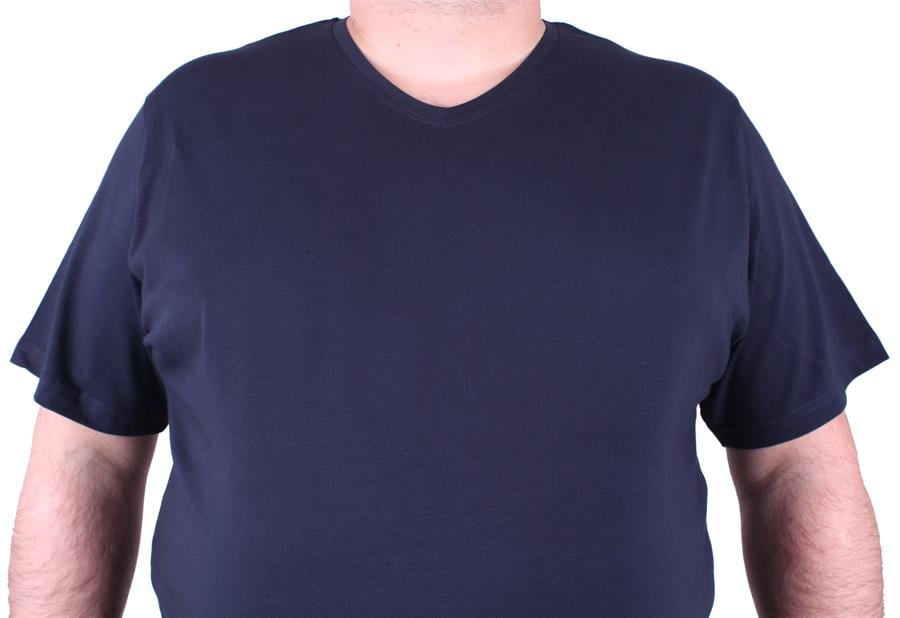 Mocgrande Erkek Büyük Beden Likralı Basic V Yaka Tişört 11170 LACIVERT