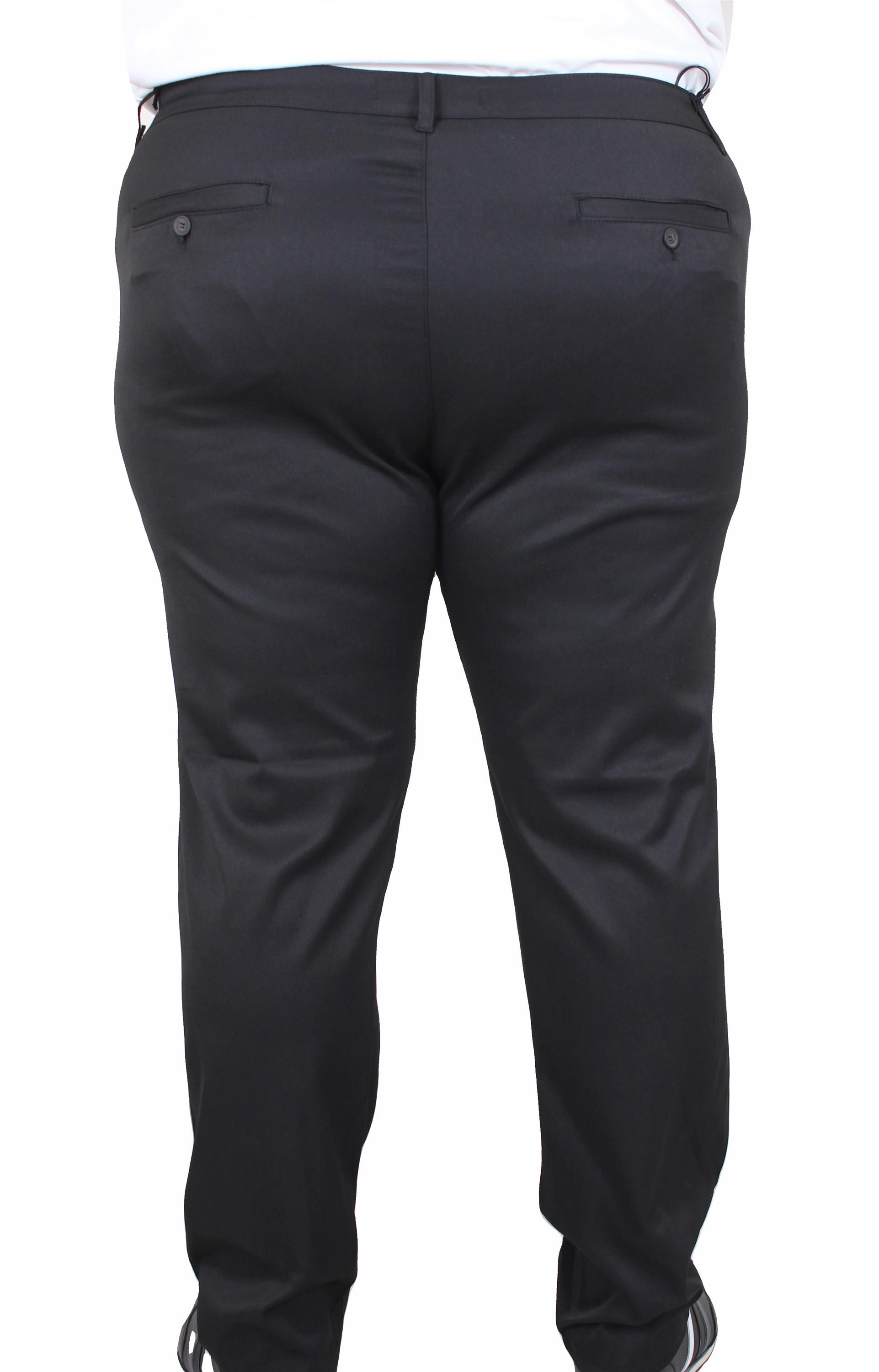 Mocgrande Erkek Büyük Beden Likralı Gabardin Yan Cepli Pantolon 11956 SIYAH