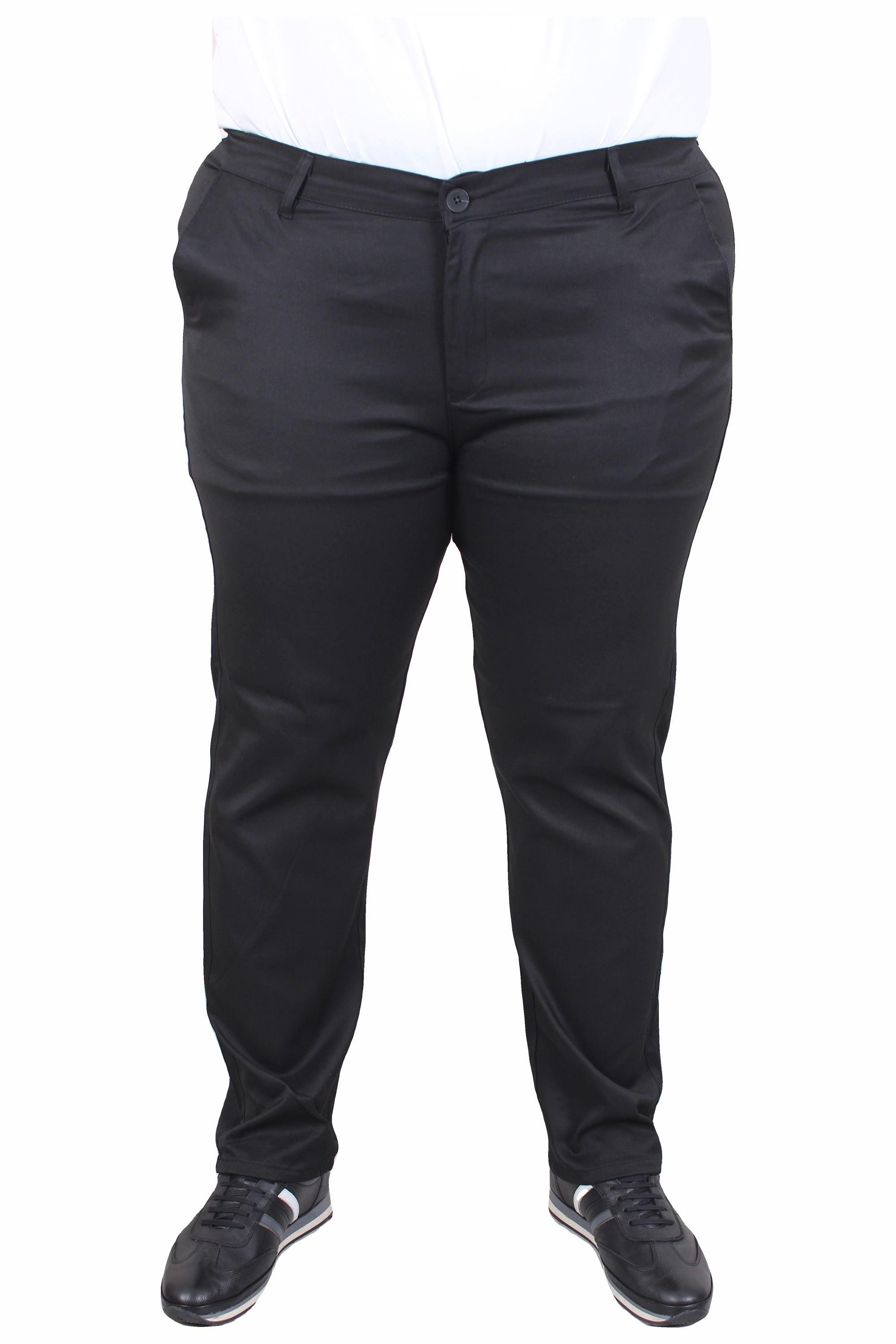 Mocgrande Erkek Büyük Beden Likralı Gabardin Yan Cepli Pantolon 11956 SIYAH