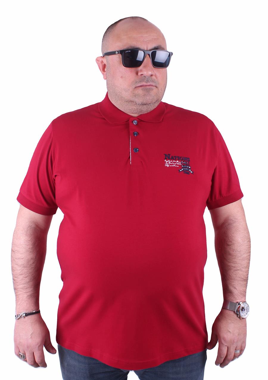 Mocgrande Erkek Büyük Beden Polo Tişört Nations Team 23402 BORDO