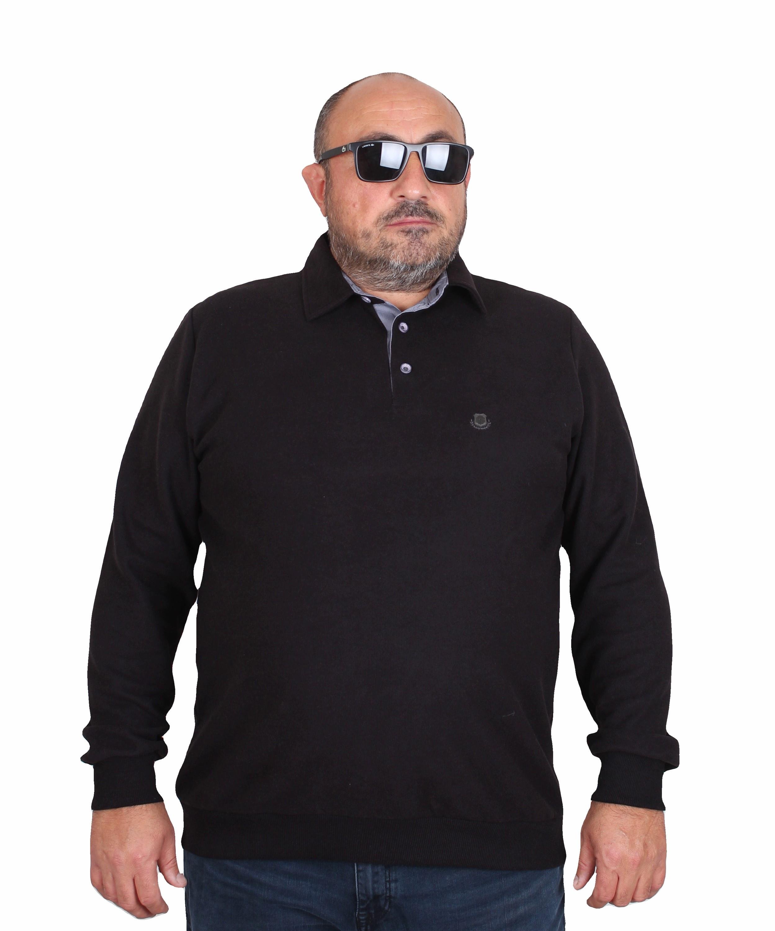 MocGrande Erkek Büyük Beden Polo Yaka Sweat Orjinal 24409 SIYAH