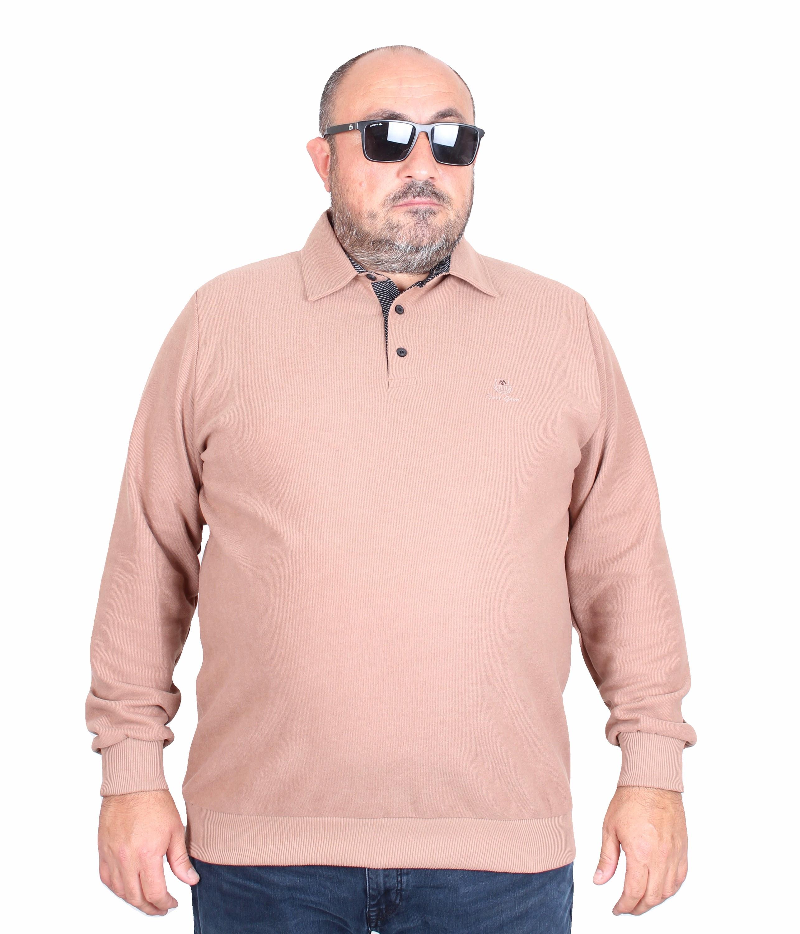 MocGrande Erkek Büyük Beden Polo Yaka Sweat Feel Good 24408 TABA