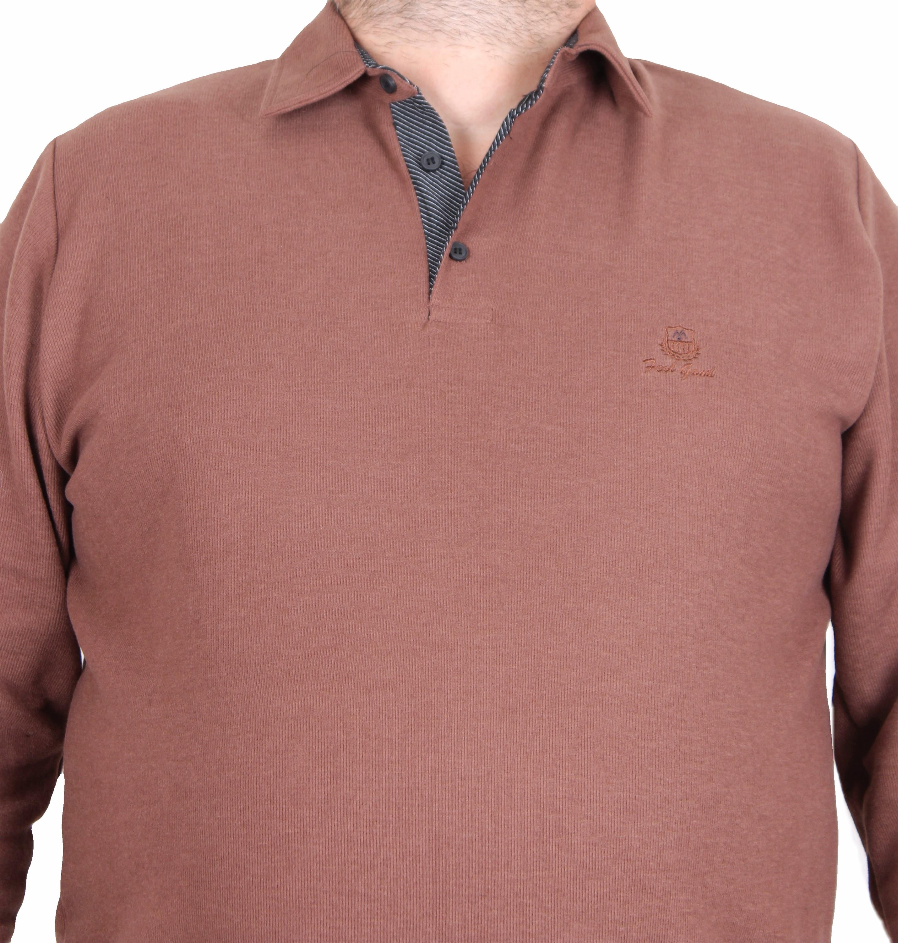 MocGrande Erkek Büyük Beden Polo Yaka Sweat Feel Good 24408 S.KAHVE