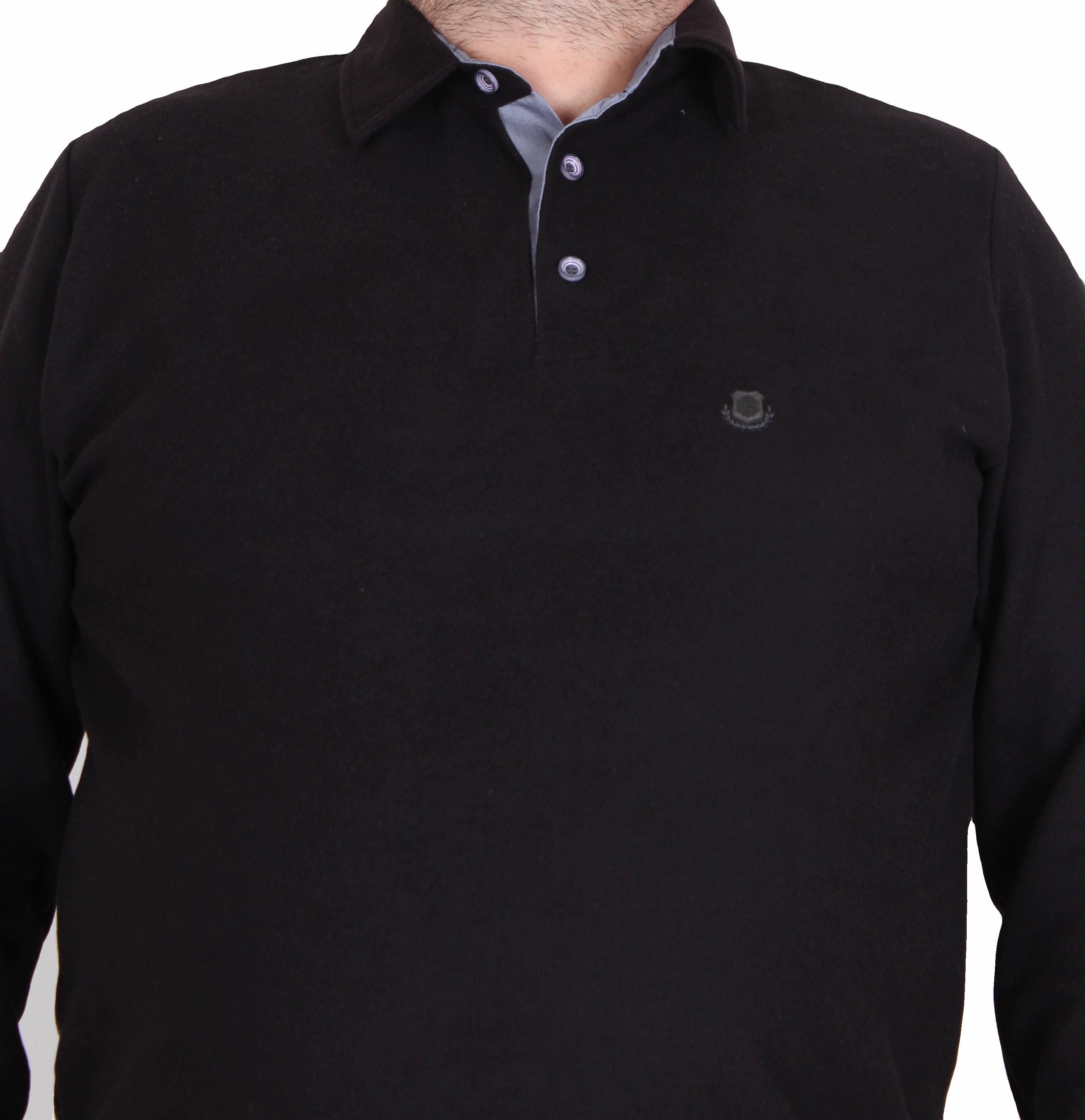 MocGrande Erkek Büyük Beden Polo Yaka Sweat Orjinal 24409 SIYAH