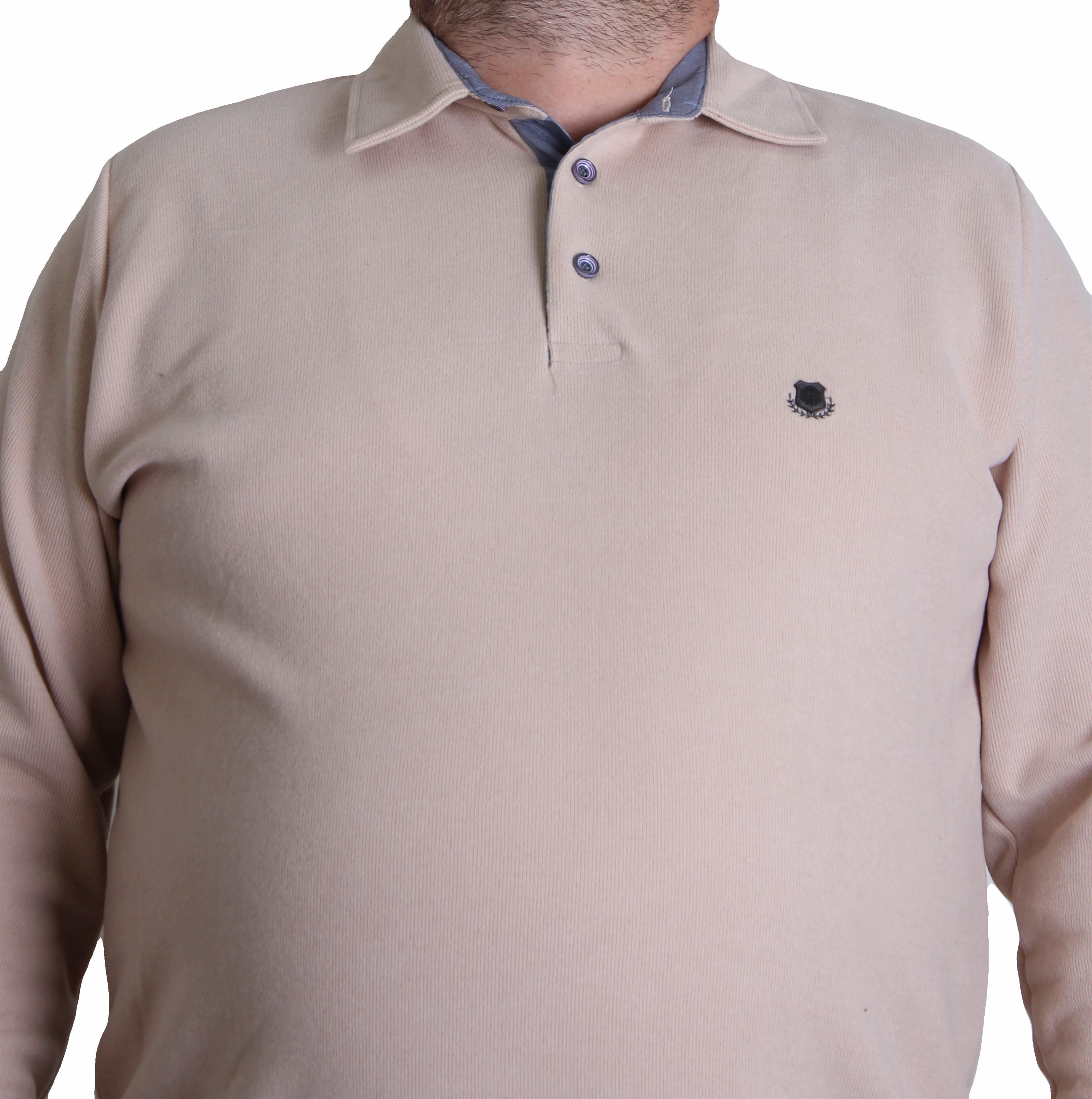 MocGrande Erkek Büyük Beden Polo Yaka Sweat Orjinal 24409 BEJ