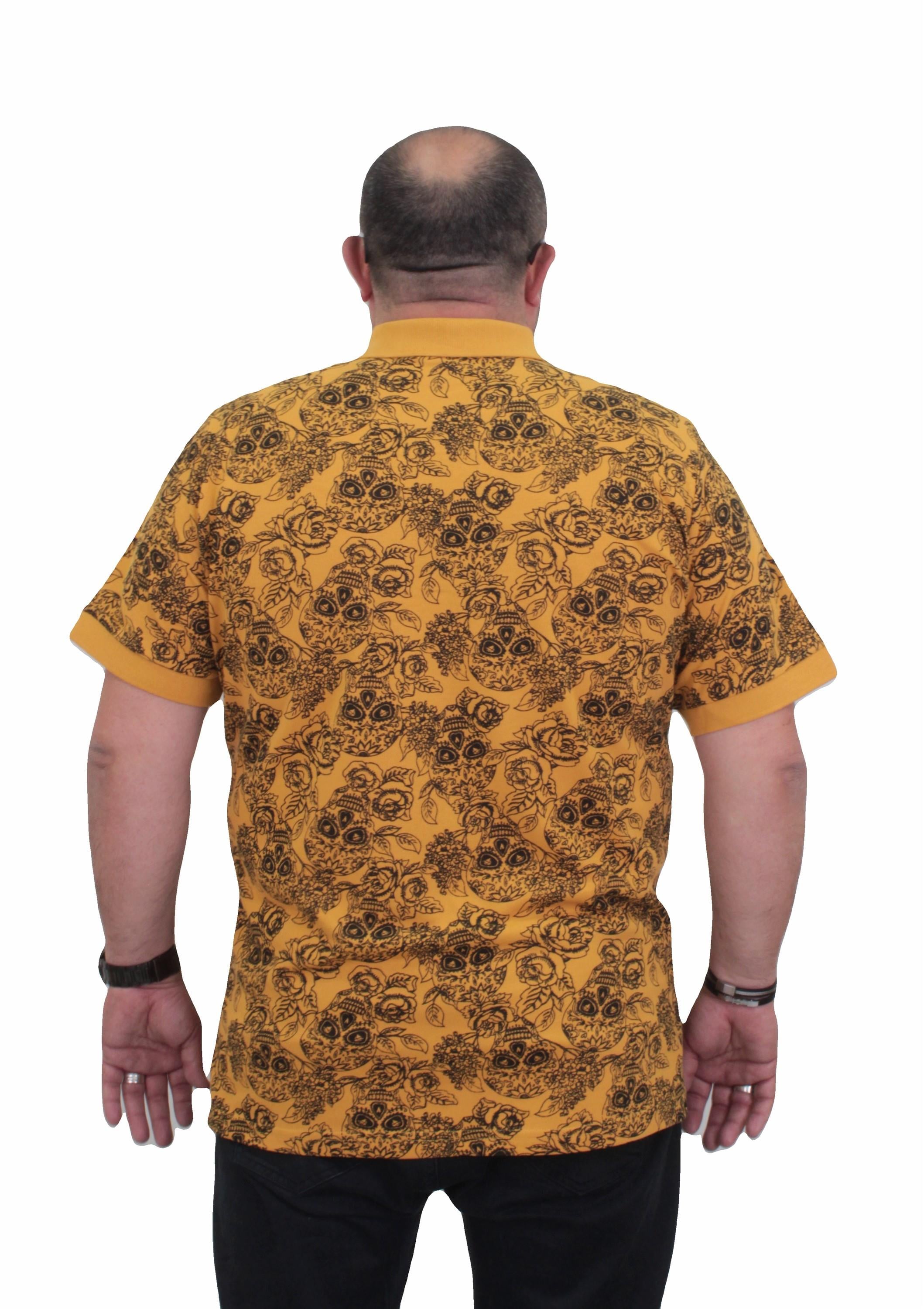 Mocgrande Erkek Büyük Beden Polo Yaka Tişört Skull 24454 HARDAL