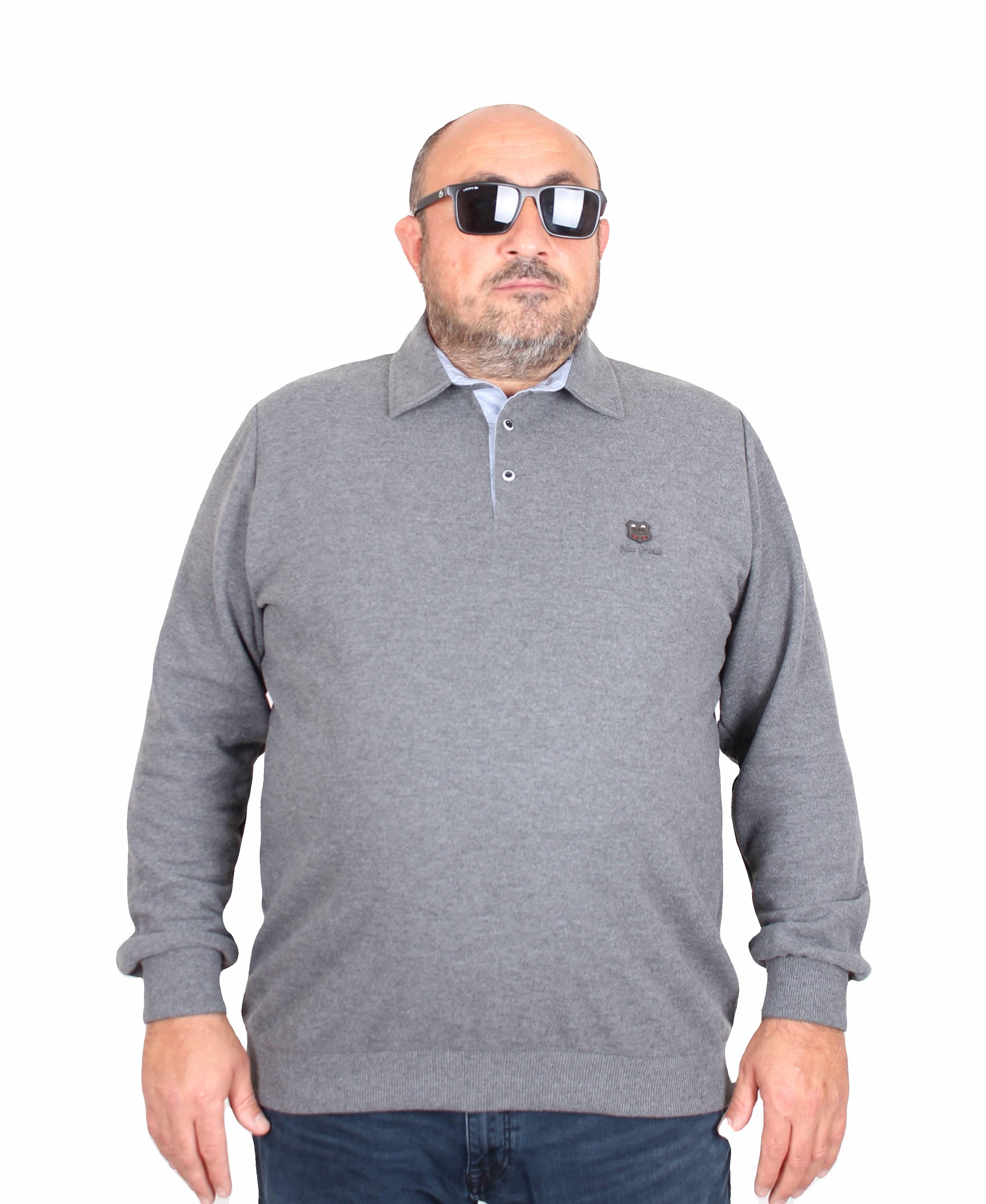 MocGrande Erkek Büyük Beden Polo Yaka Sweat Moc Grande 24410 ANTRASİT MELANJ