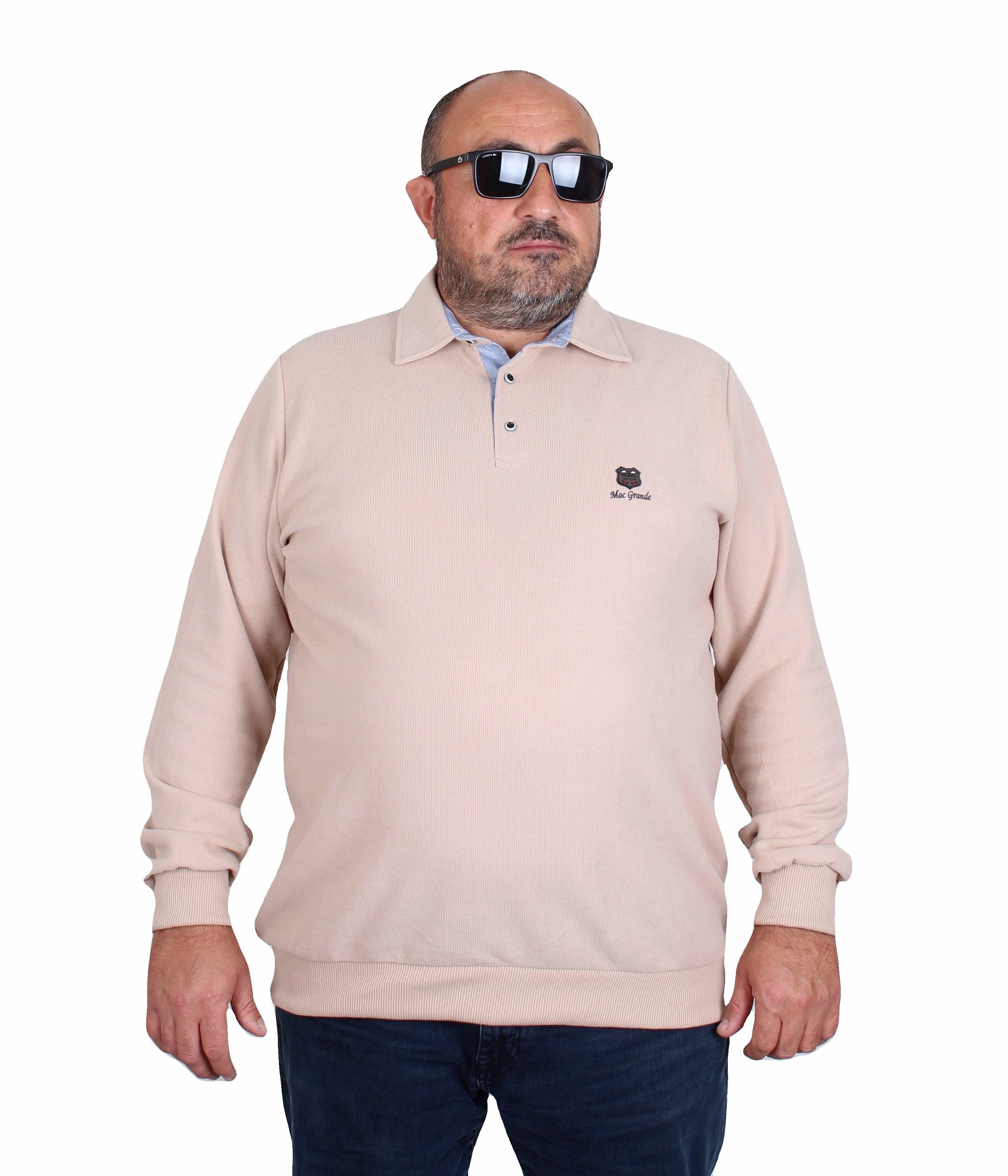 MocGrande Erkek Büyük Beden Polo Yaka Sweat Moc Grande 24410 BEJ
