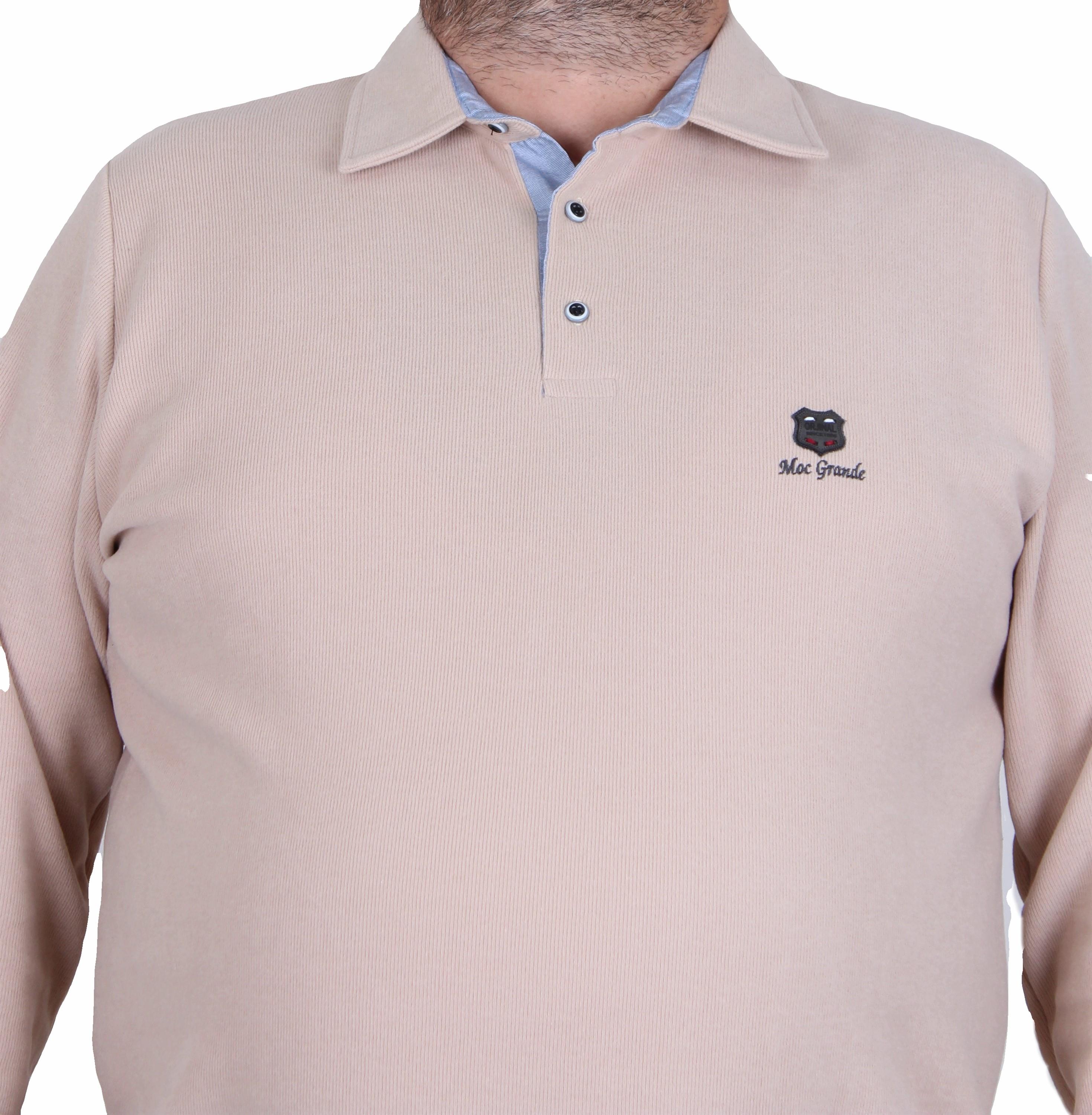 MocGrande Erkek Büyük Beden Polo Yaka Sweat Moc Grande 24410 BEJ
