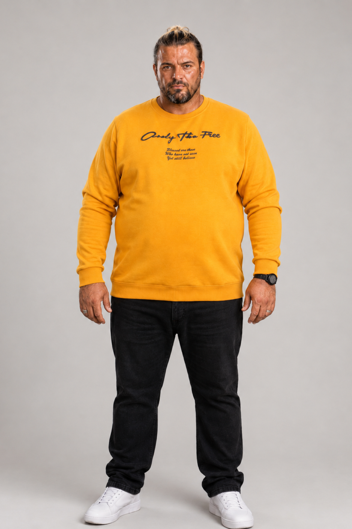 Mocgrande Erkek Büyük Beden Sıfır Yaka Sweat Only Free 23202 HARDAL