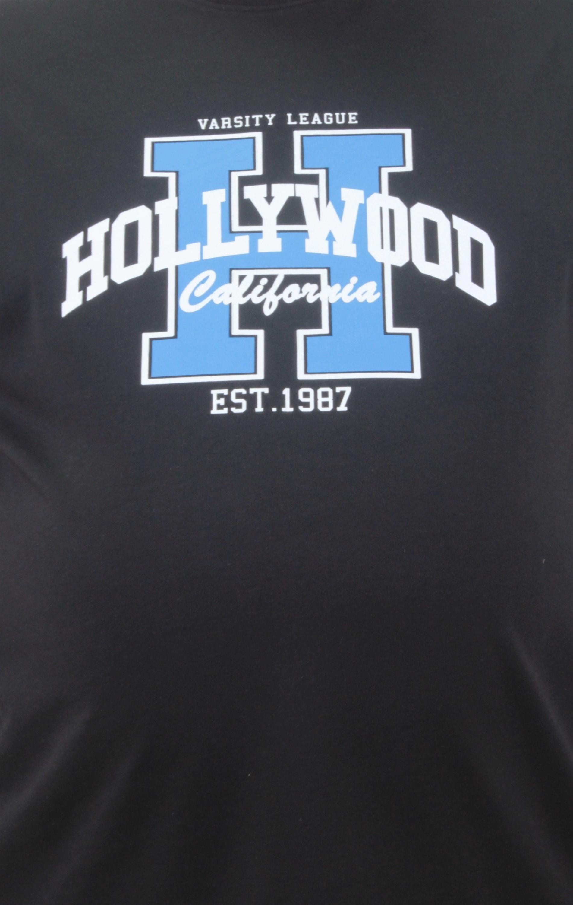 Mocgrande Erkek Büyük Beden Sıfır Yaka Tişört Hollywood 23179 SIYAH