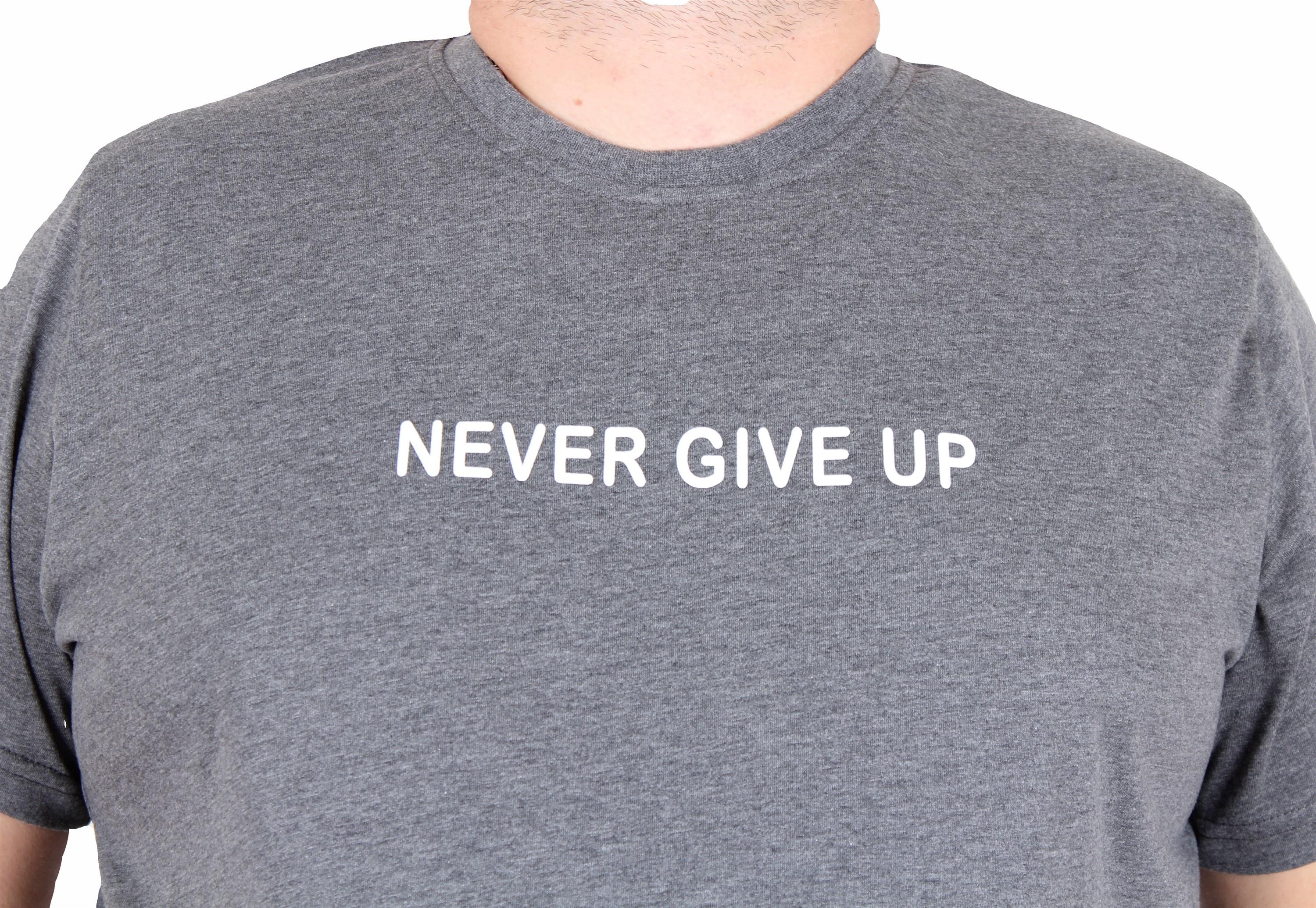 Mocgrande Erkek Büyük Beden Sıfır Yaka Tişört Never Give Up 25140 ANTRASİT MELANJ