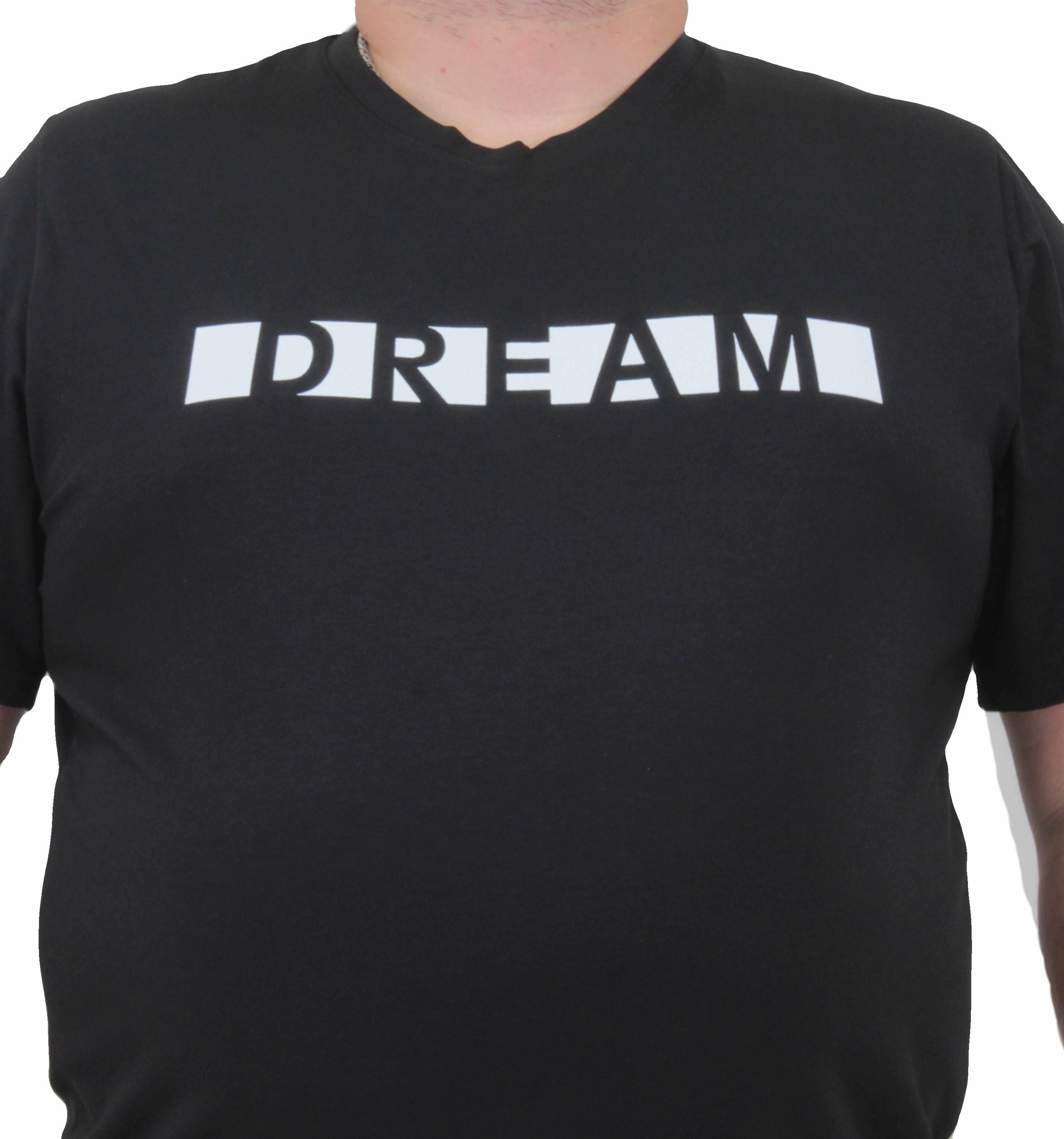Mocgrande Erkek Büyük Beden Sıfır Yaka Tişört Dream 24140 SIYAH