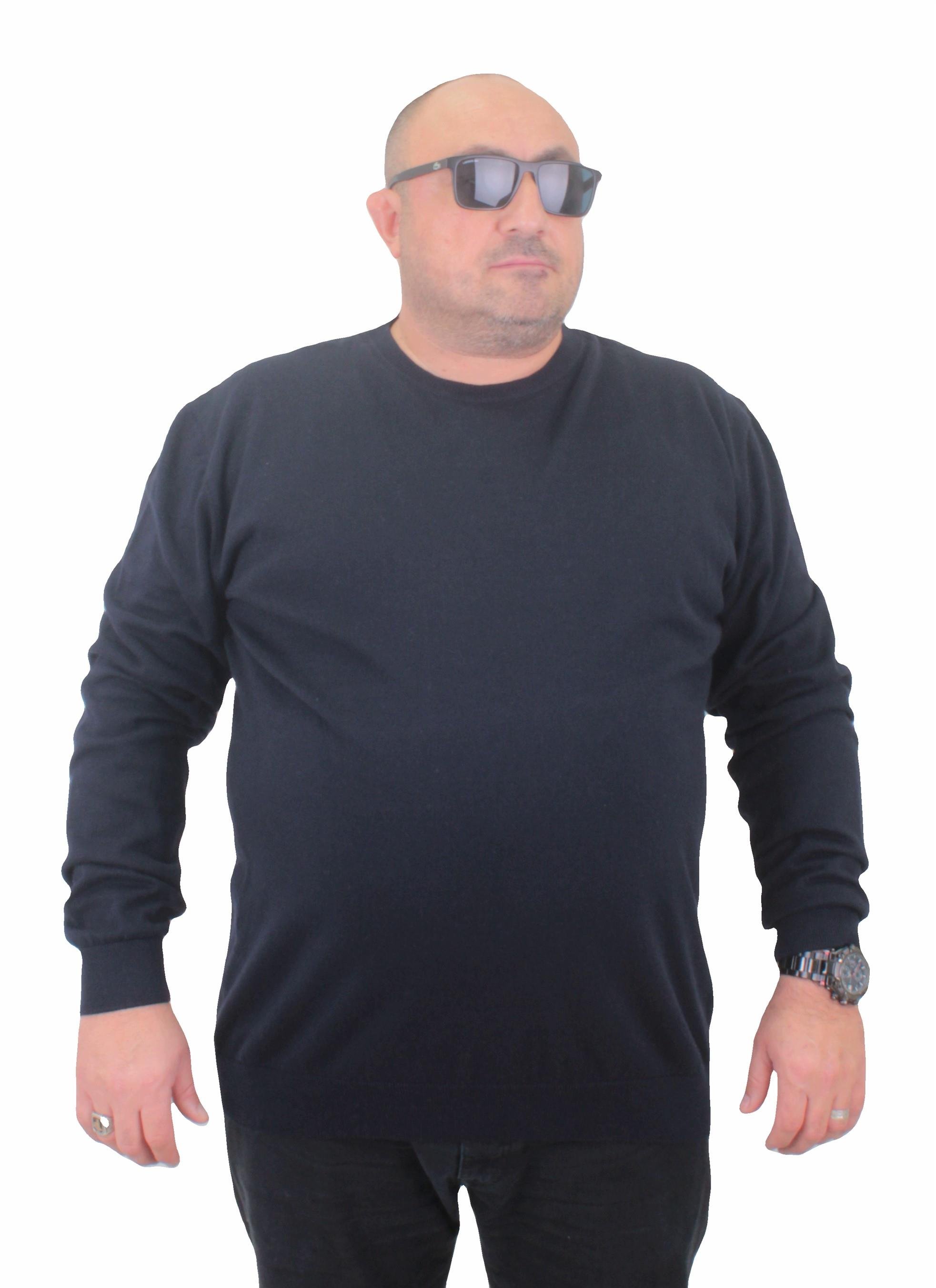 Mocgrande Erkek Büyük Beden Sıfır Yaka Reglan Triko Kazak 23750 LACIVERT