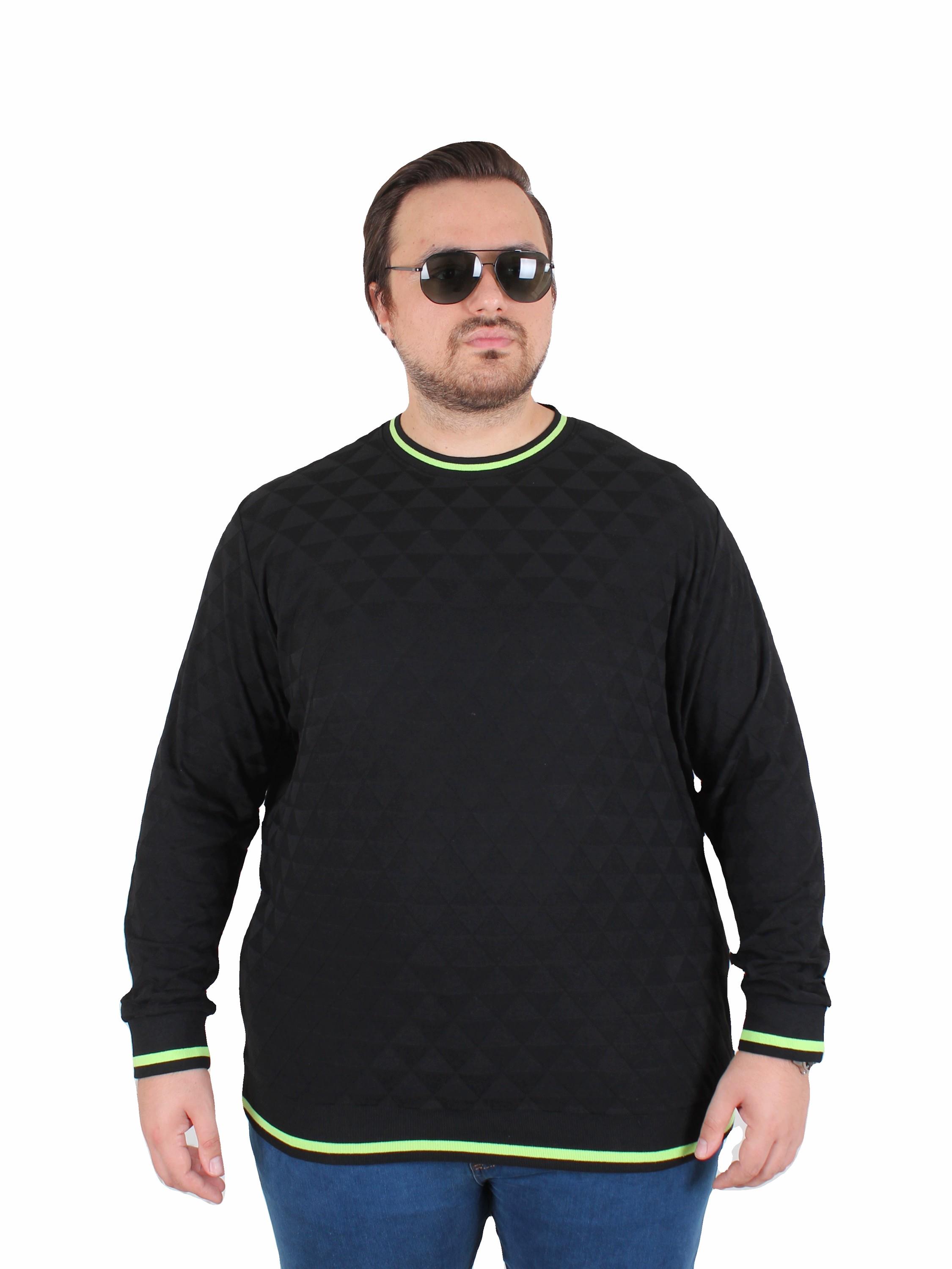 Mocgrande Erkek Büyük Beden Sıfır Yaka Triko Kazak Diamond 25200 SIYAH