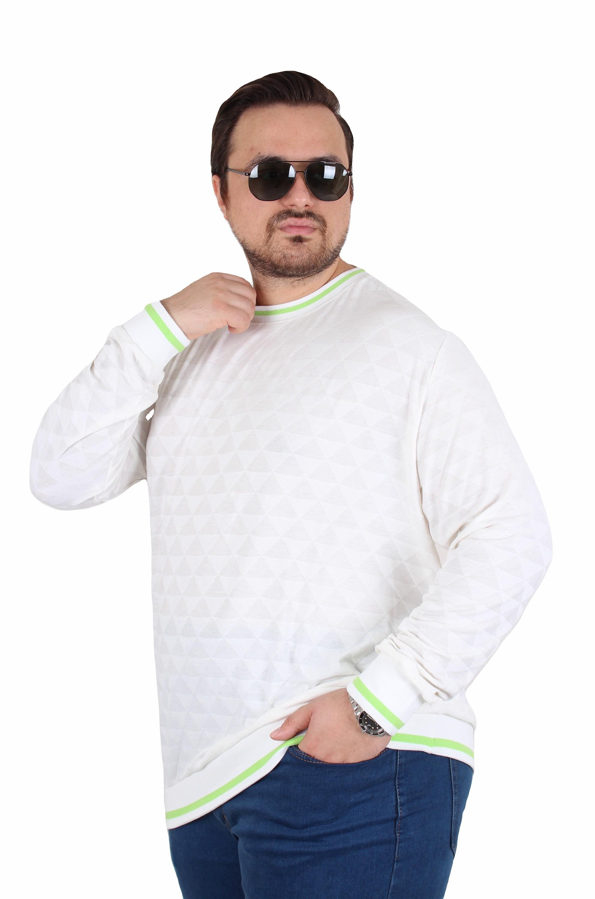 Mocgrande Erkek Büyük Beden Sıfır Yaka Triko Kazak Diamond 25200 EKRU