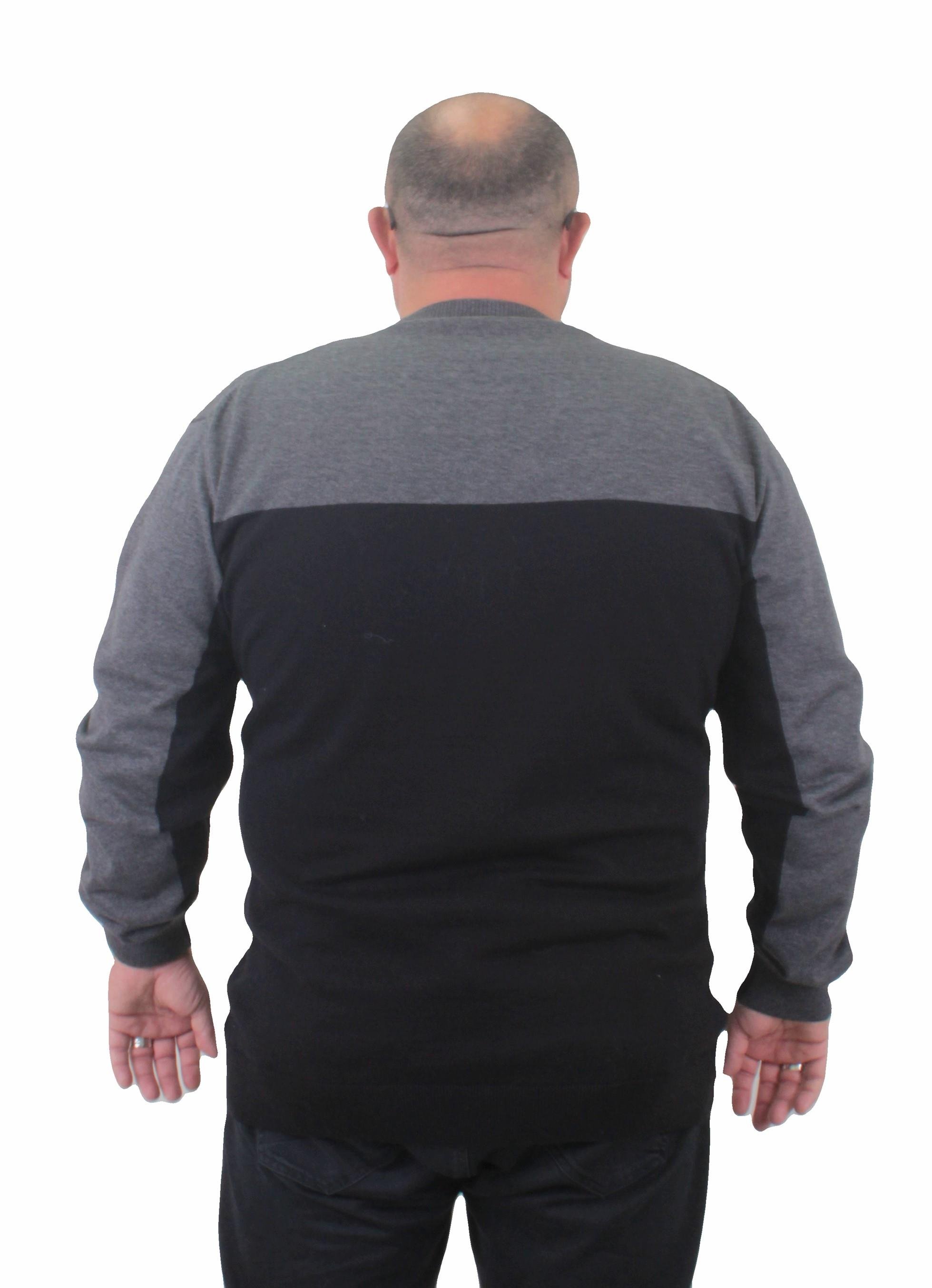 Mocgrande Erkek Büyük Beden Sıfır Yaka Çift Renk Triko Kazak 23751 ANTRASIT