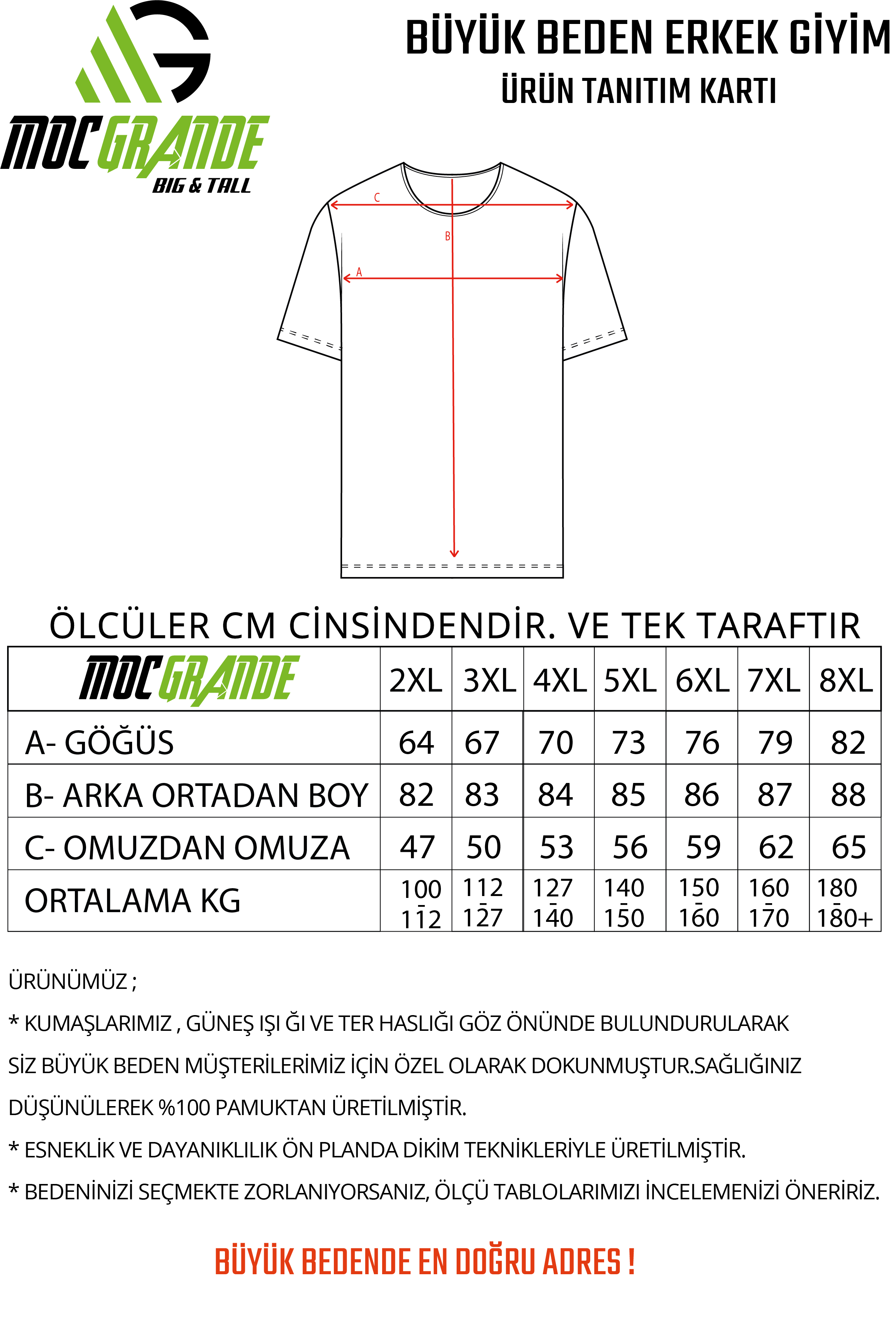 Mocgrande Erkek Büyük Beden Sıfır Yaka Tişört Never Give Up 25140 ANTRASİT MELANJ