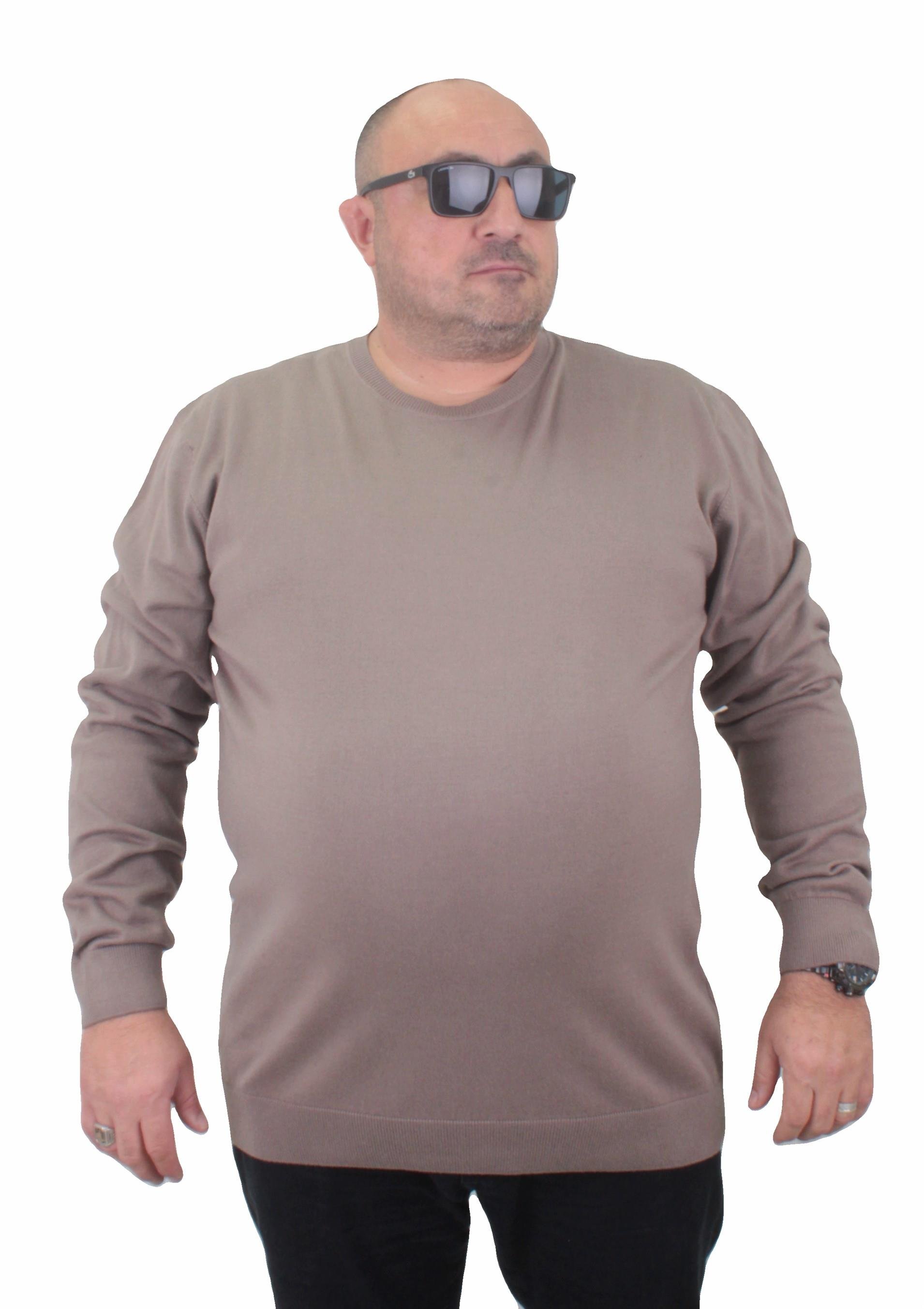 Mocgrande Erkek Büyük Beden Sıfır Yaka Reglan Triko Kazak 23750 Vizon